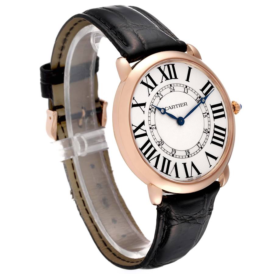 Cartier Ronde Louis Rose Gold Diamond Mens Watch WR000651