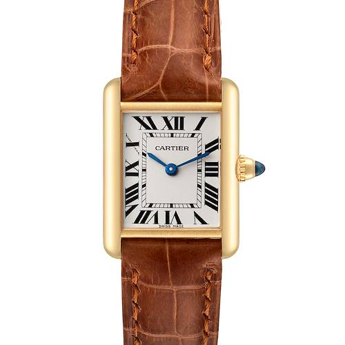 Photo of Cartier Tank Louis Small Yellow Gold Brown Strap Ladies Watch W1529856