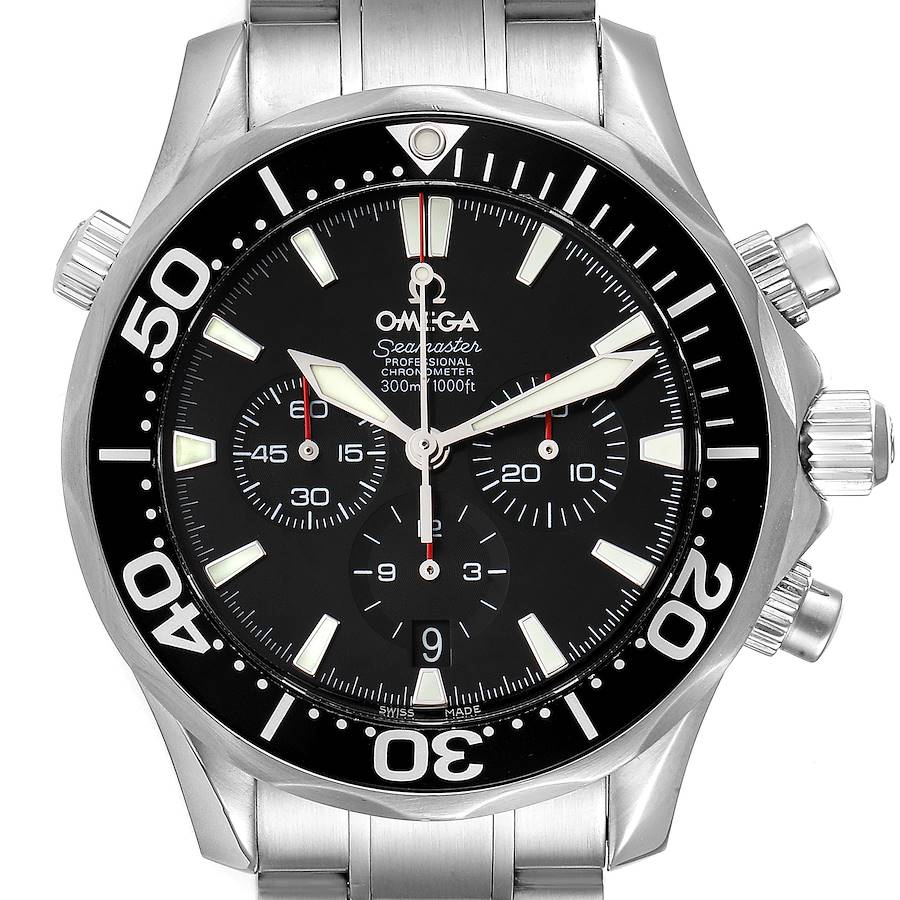 Omega Seamaster Chronograph Black Dial Steel Mens Watch 2594.52.00 Box Card SwissWatchExpo