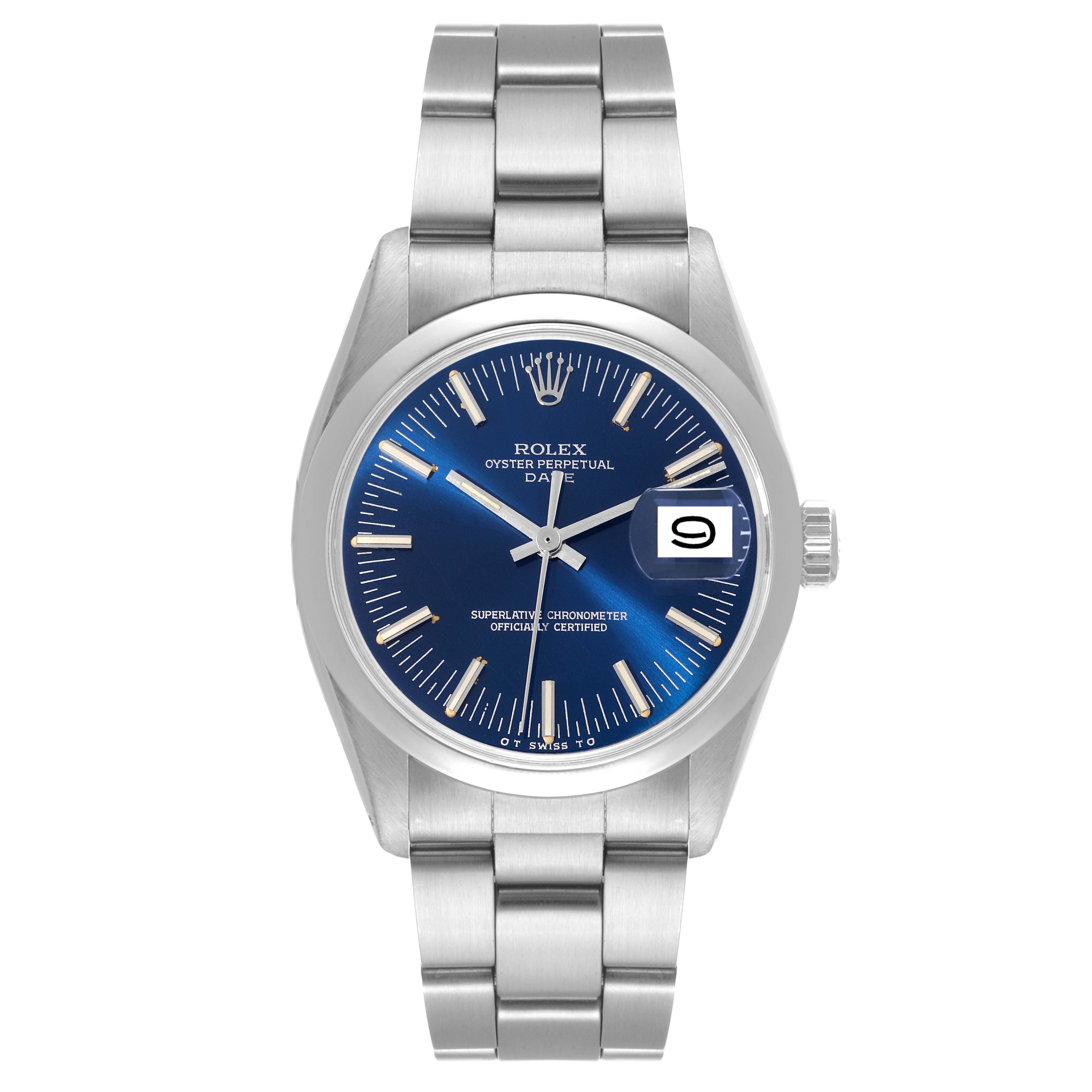 The Vintage Collection model by Rolex is shown from the front, highlighting the dial, bracelet, and date window.