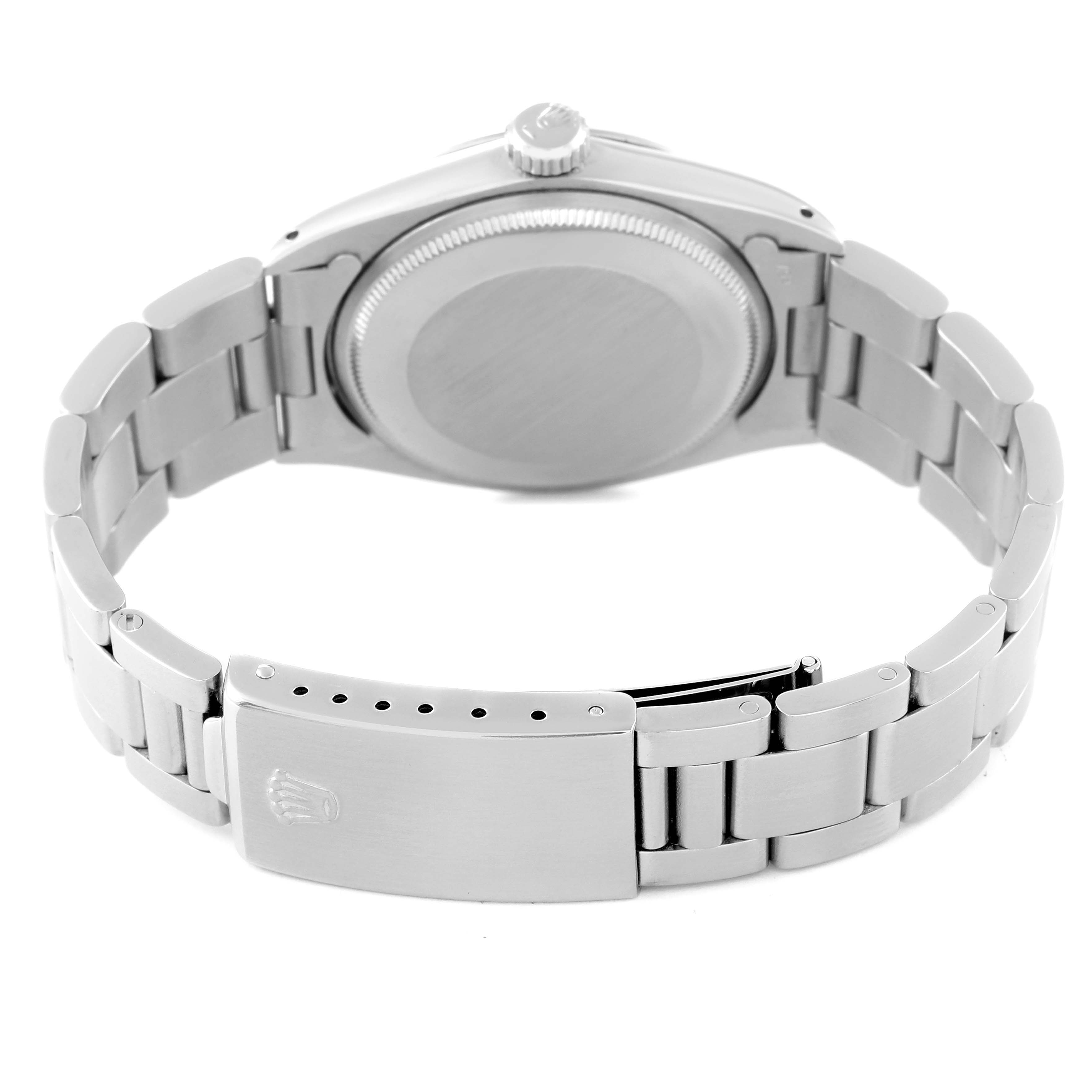 The image shows the back view of a Vintage Collection Rolex watch, highlighting the clasp and bracelet.