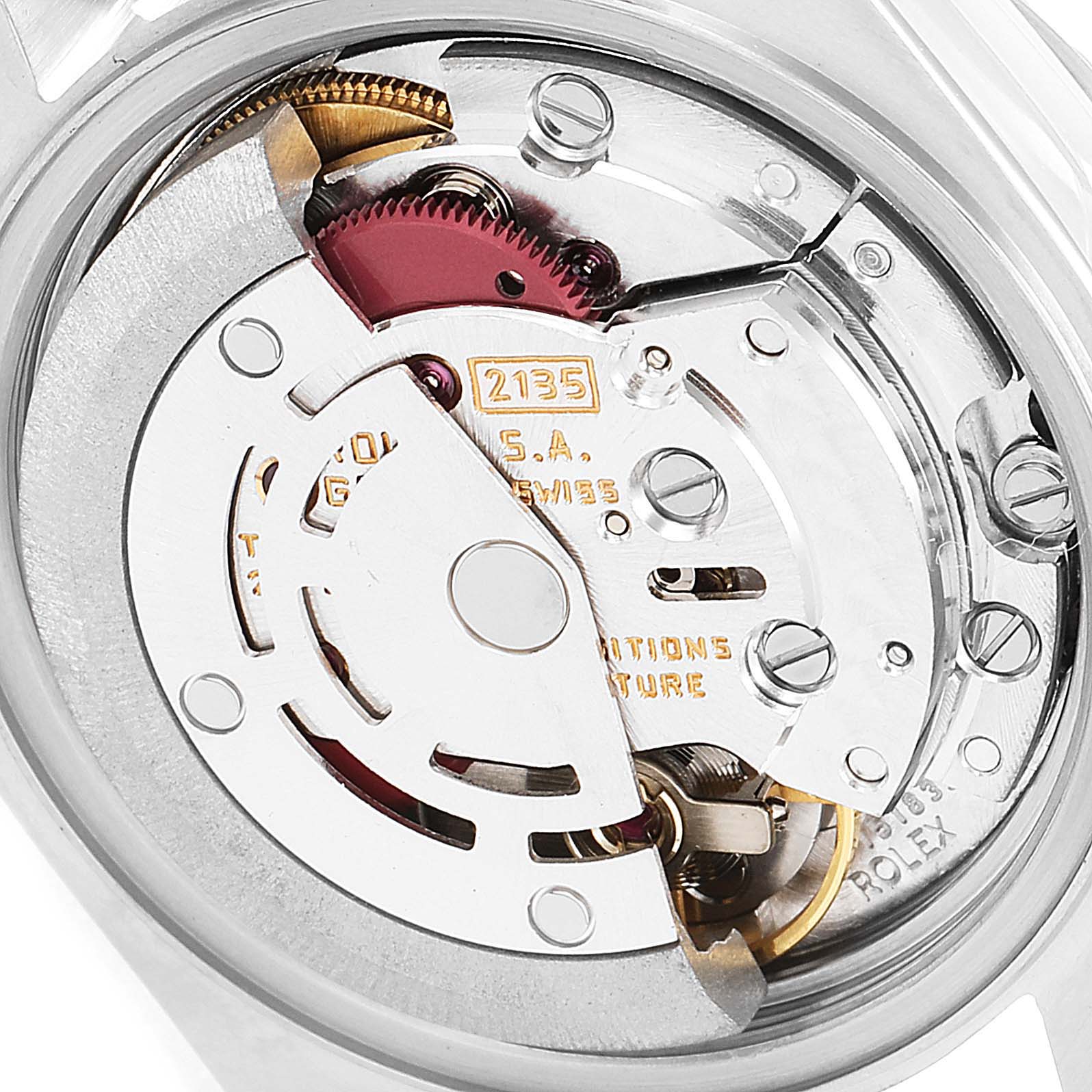 This image shows the movement mechanism of a Rolex Date 69240 Women
s Stainless Steel Silver Dial 69240 Women
s Stainless Steel Silver Dial model watch from a top-down angle.