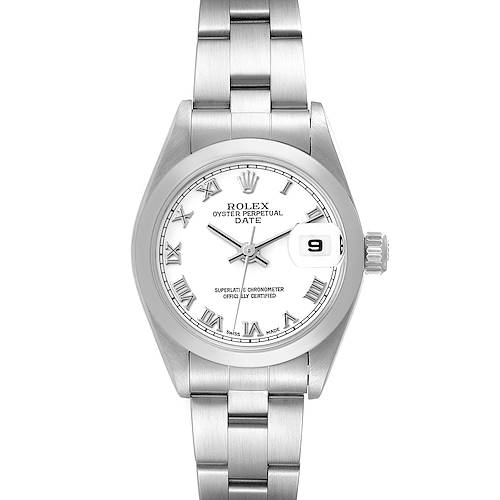 Photo of Rolex Date White Roman Dial Domed Bezel Steel Ladies Watch 79160