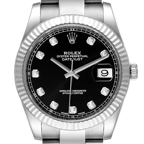 Photo of Rolex Datejust 41 Steel White Gold Black Diamond Dial Mens Watch 126334