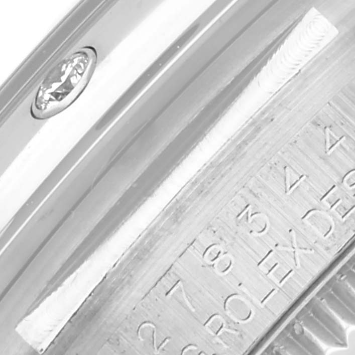 The image shows the inner bezel and engraving of a Rolex Mid-Size 278344 Women's White Gold Silver Dial 278344 Women's White Gold Silver Dial watch.