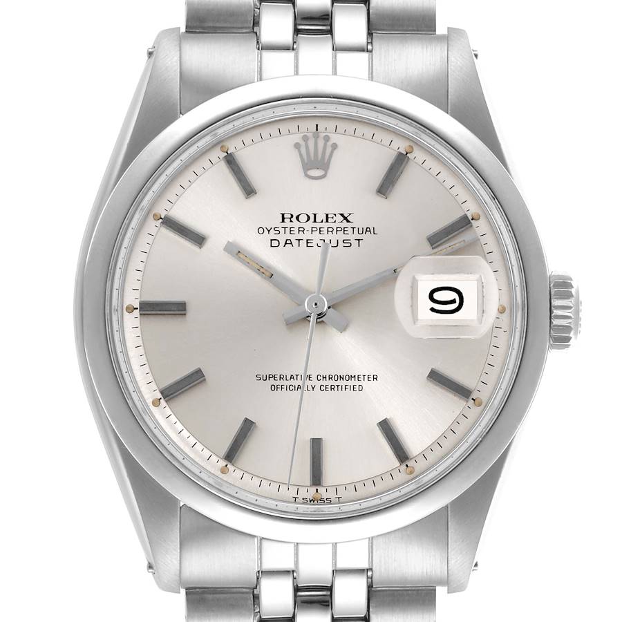 The Rolex Vintage Collection model is shown from a front view, displaying its face, bracelet, and crown.