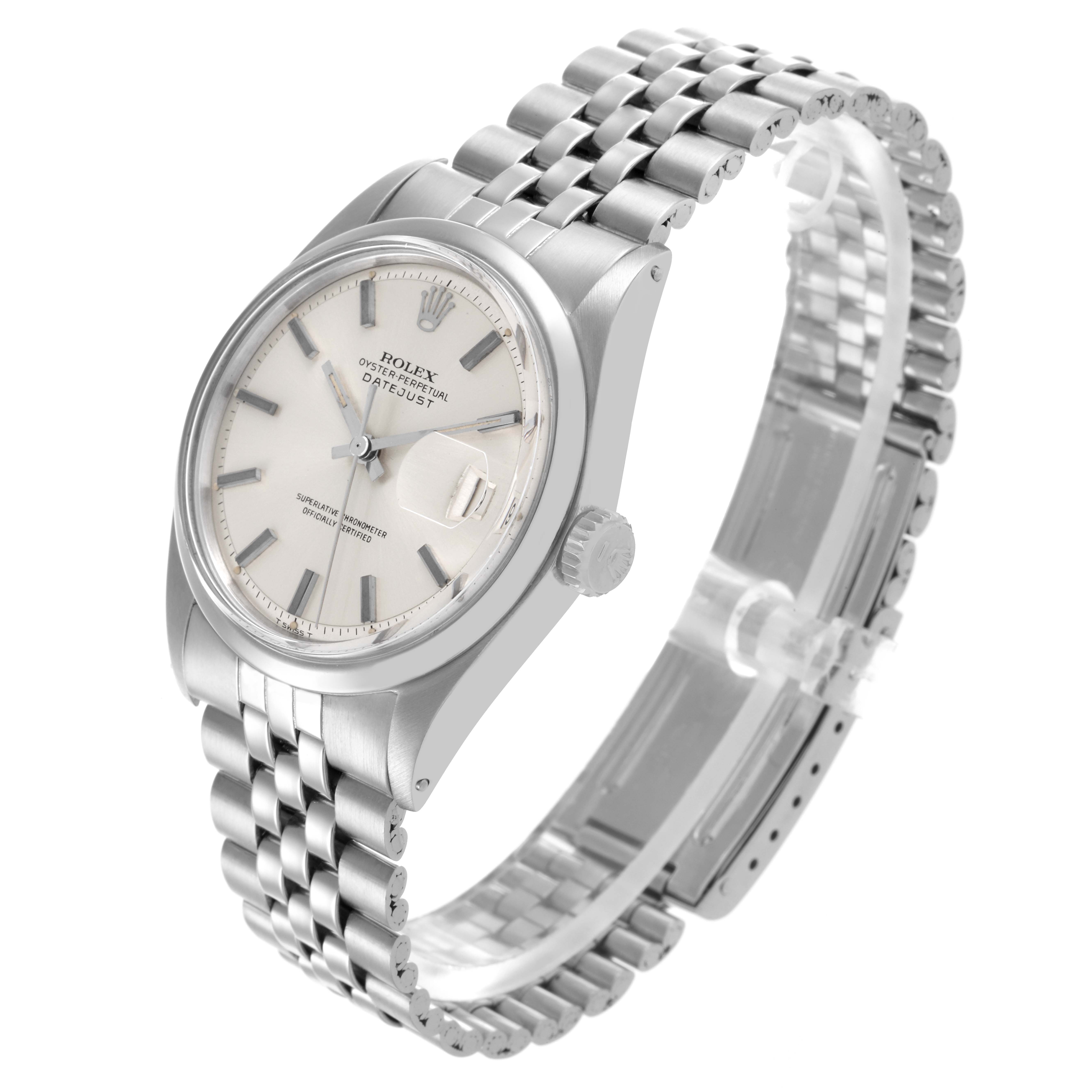 The Rolex Vintage Collection 1600 Men's Stainless Steel Silver Dial 1600 Men's Stainless Steel Silver Dial watch is shown at a slight angle, highlighting the face, bezel, and bracelet in detail.