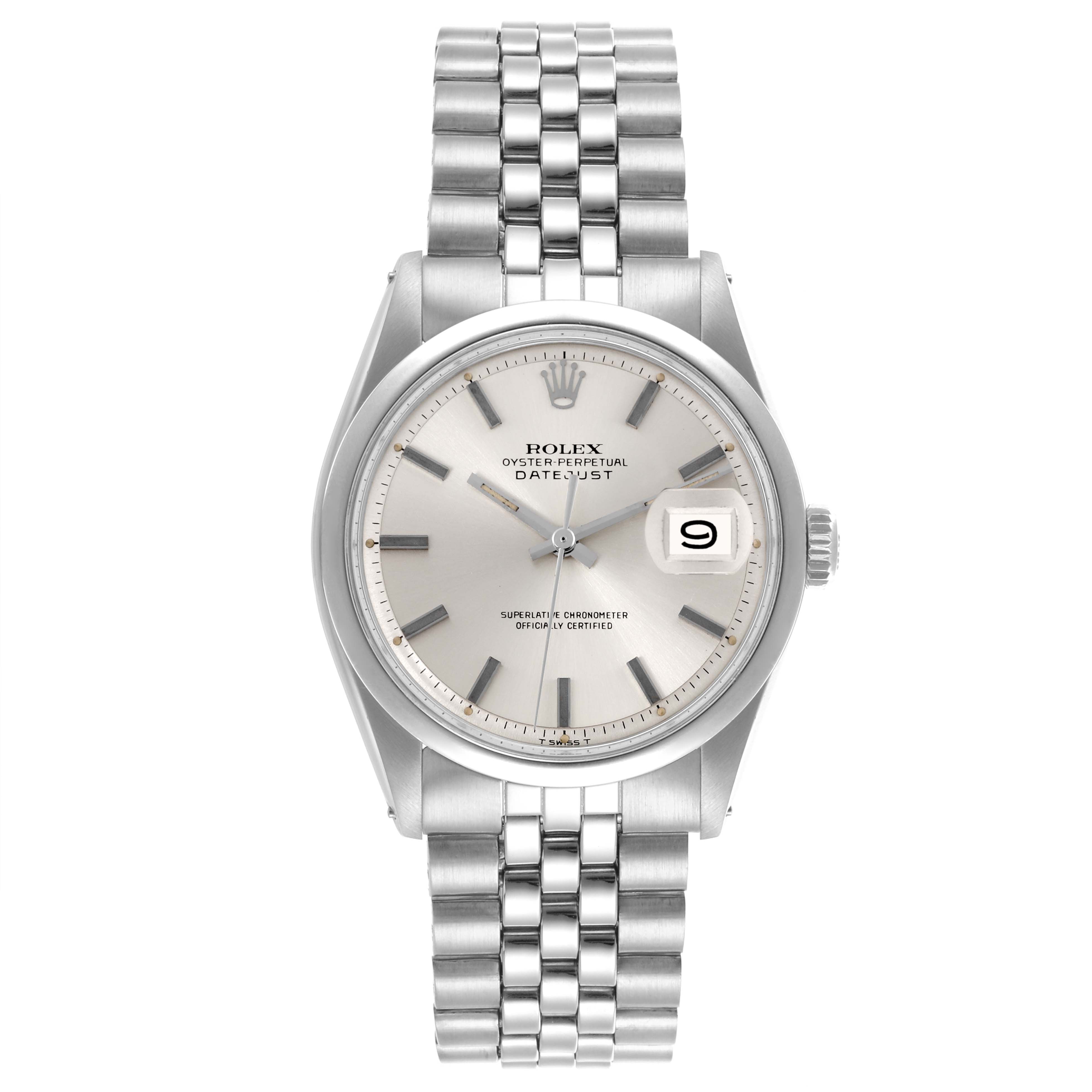 The Rolex Vintage Collection 1600 Men's Stainless Steel Silver Dial 1600 Men's Stainless Steel Silver Dial watch is shown from a front angle, displaying its face and bracelet.