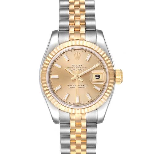 Photo of Rolex Datejust Steel Yellow Gold Champagne Dial Ladies Watch 179173