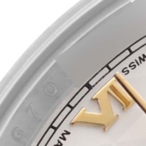 The image shows a close-up of the Rolex Datejust 179173 Women's Steel and Gold (two tone) White Dial 179173 Women's Steel and Gold (two tone) White Dial model, focusing on the edge of the dial and Roman numeral detail.