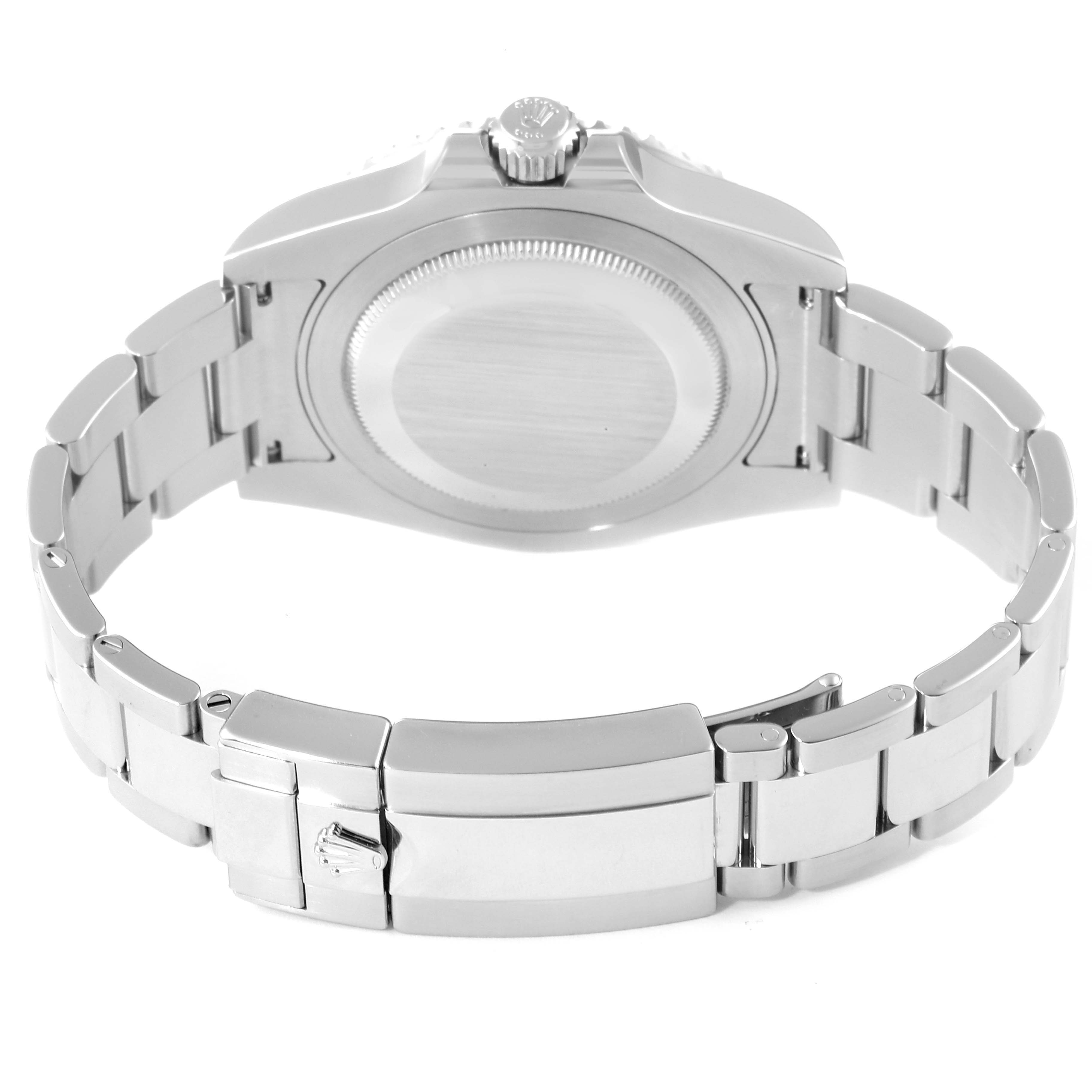 The image shows the back case and closed clasp of a Rolex GMT-Master 116710 Men
s Stainless Steel Black Dial 116710 Men
s Stainless Steel Black Dial watch.