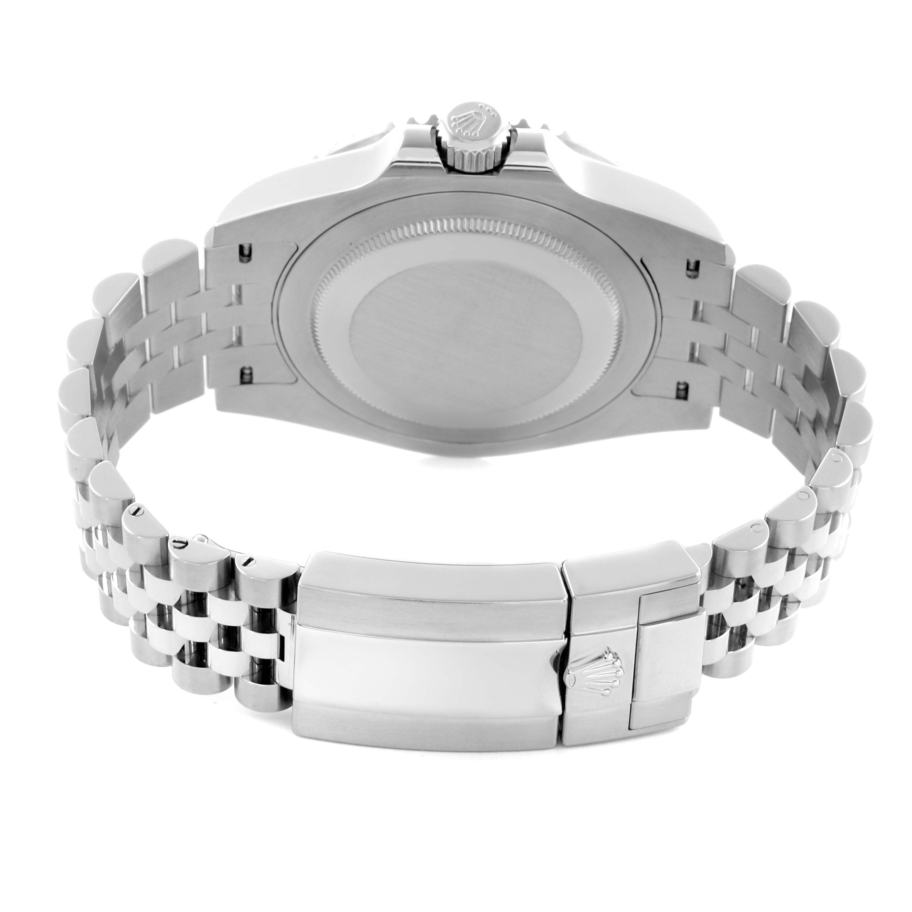 The image shows the backside and clasp of a Rolex GMT-Master 126720 Men's Stainless Steel Black Dial 126720 Men's Stainless Steel Black Dial watch, highlighting the bracelet and case back.