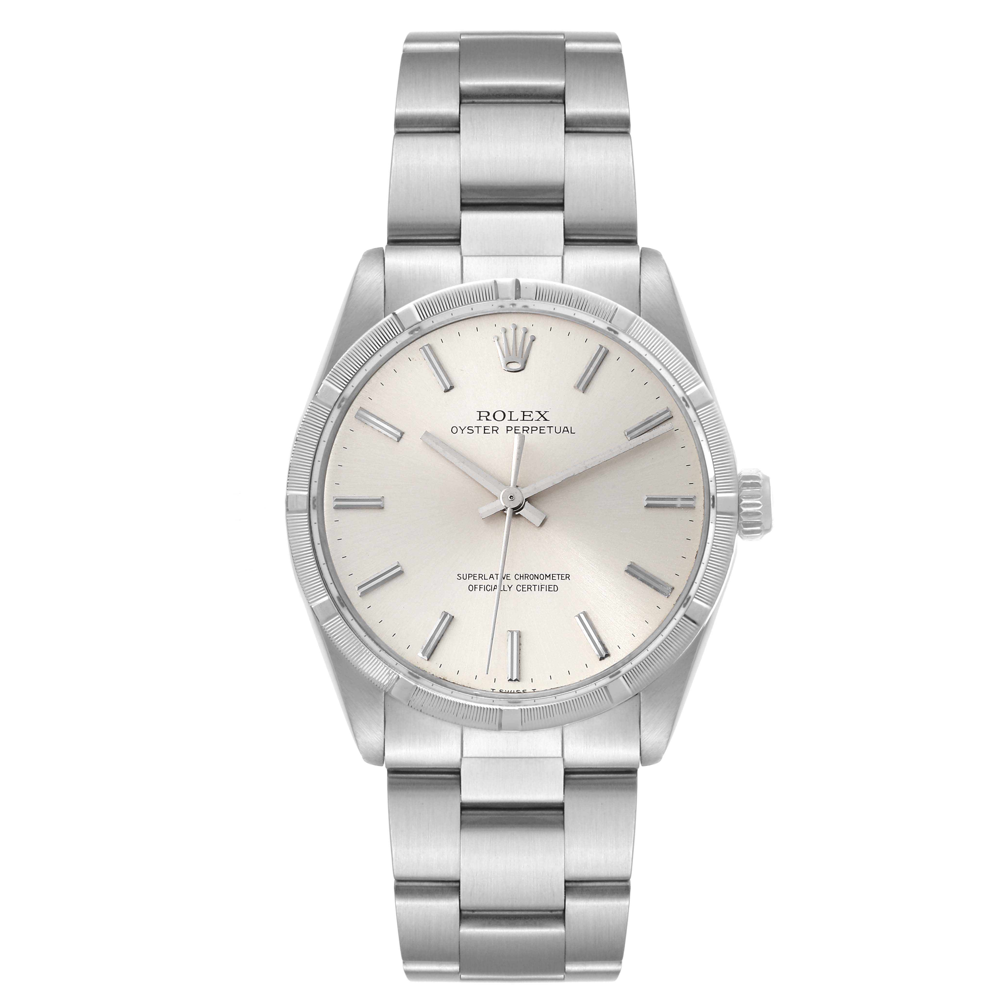 The Rolex Vintage Collection 1007 Men's Stainless Steel Silver Dial 1007 Men's Stainless Steel Silver Dial model is shown from a front angle, displaying the dial, bezel, and bracelet.