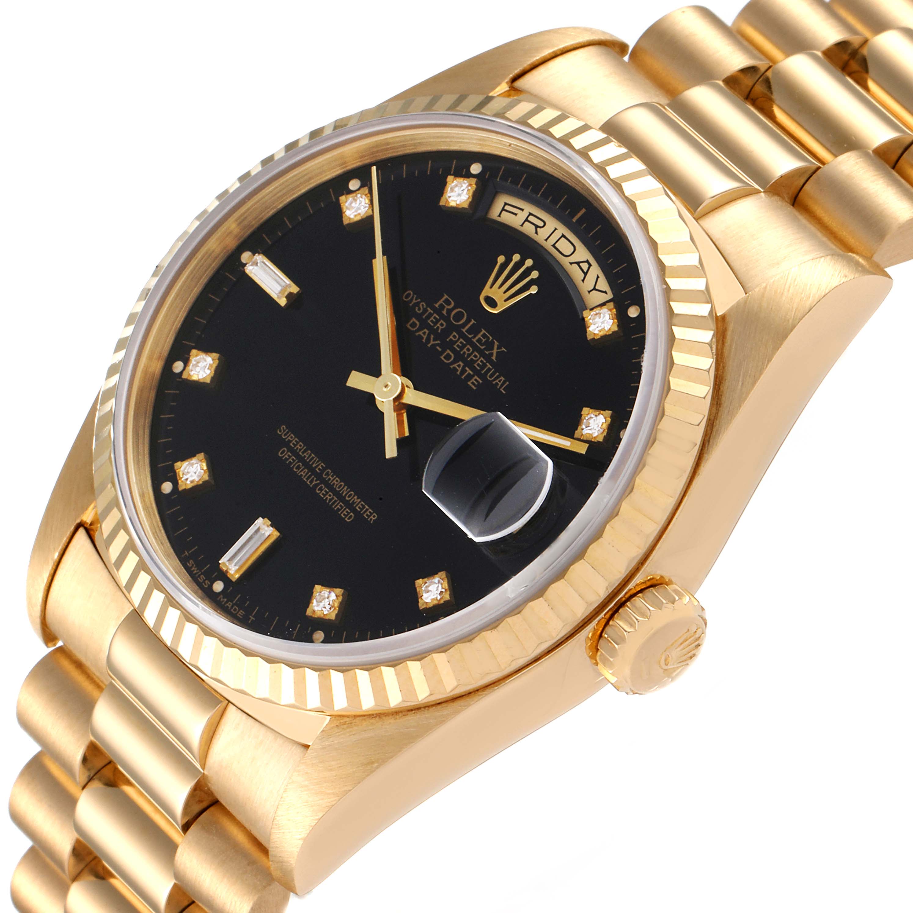 Rolex President Day-Date 36 Yellow Gold Diamond Mens Watch 18238 ...