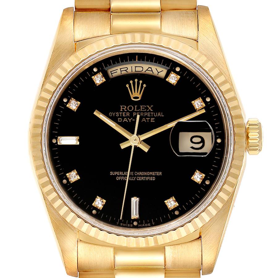 Rolex President Day-Date 36 Yellow Gold Diamond Mens Watch 18238 SwissWatchExpo