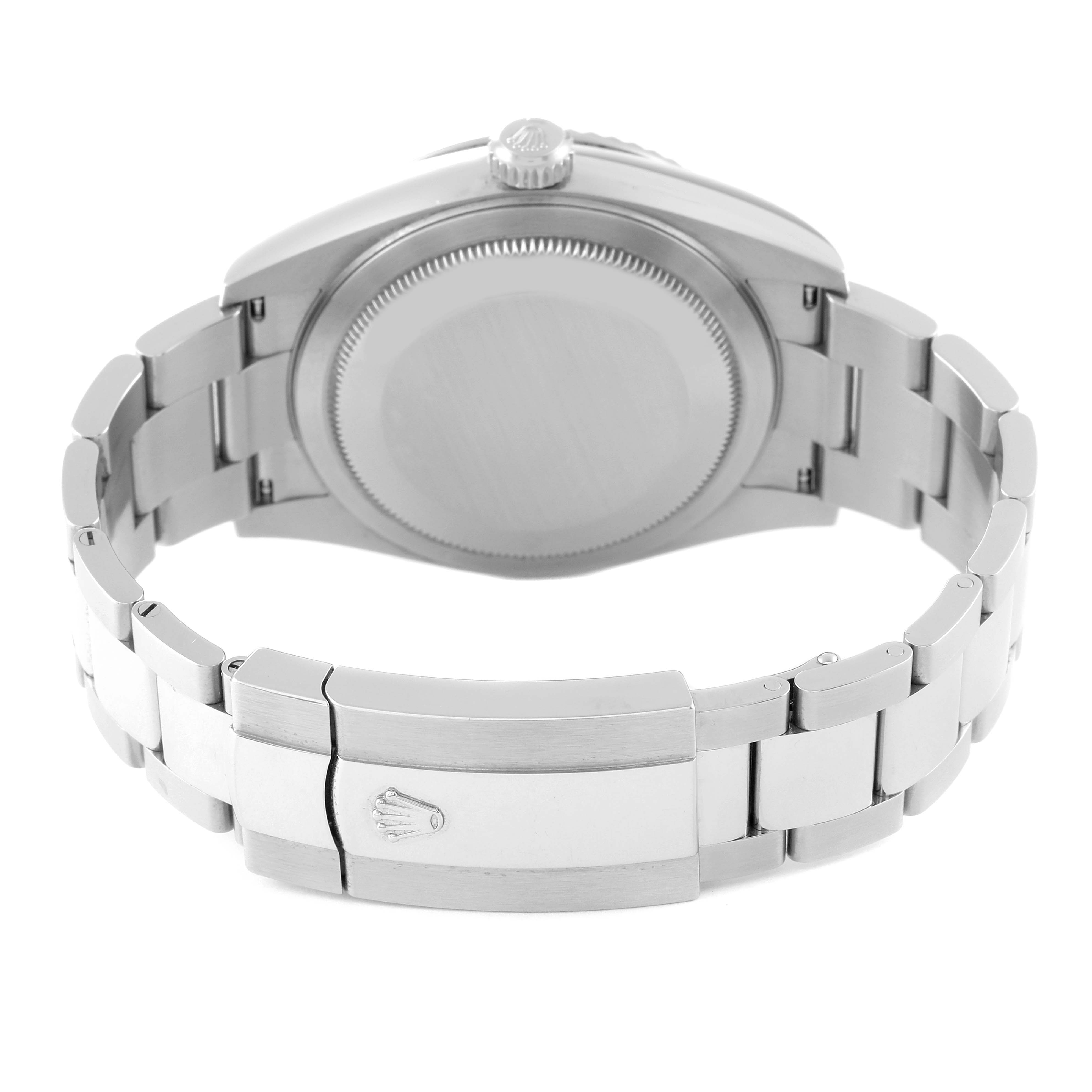 This image shows the back view of the Rolex Sky-Dweller 326934 Men's Stainless Steel Black Dial 326934 Men's Stainless Steel Black Dial watch, highlighting the case back, crown, and clasp of the bracelet.