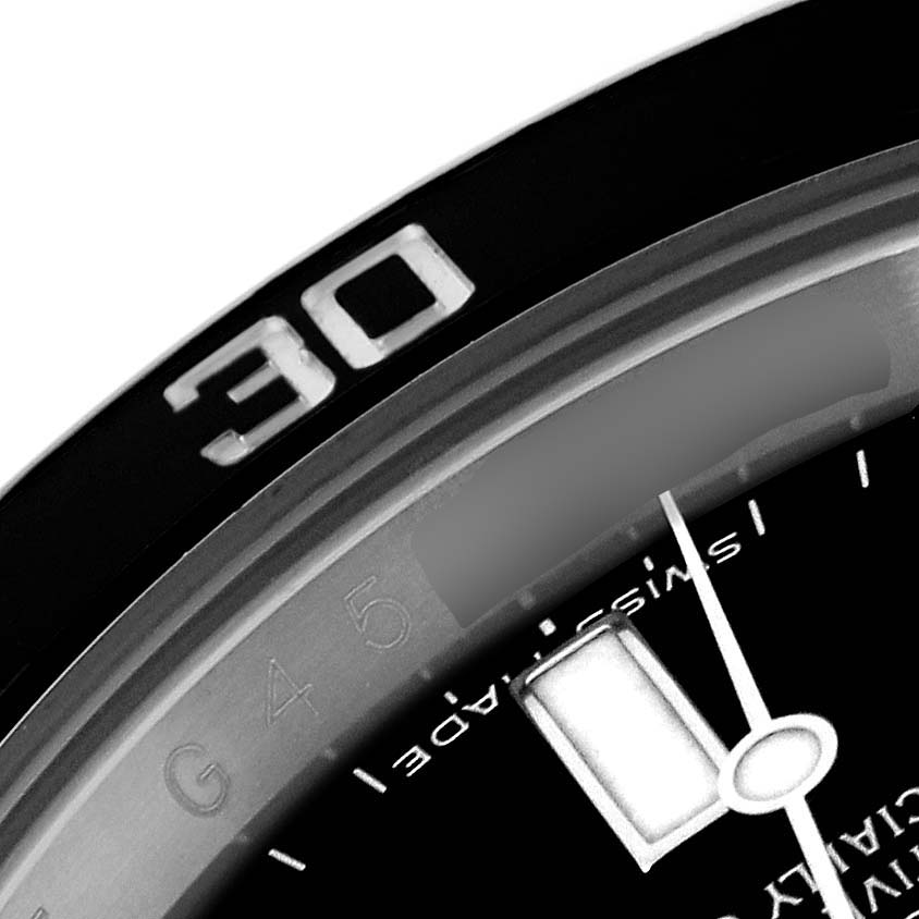 This close-up image of a Rolex Submariner 116610 Men
s Stainless Steel Black Dial 116610 Men
s Stainless Steel Black Dial watch shows the bezel at 30 and part of the dial with "SWISS MADE" text.