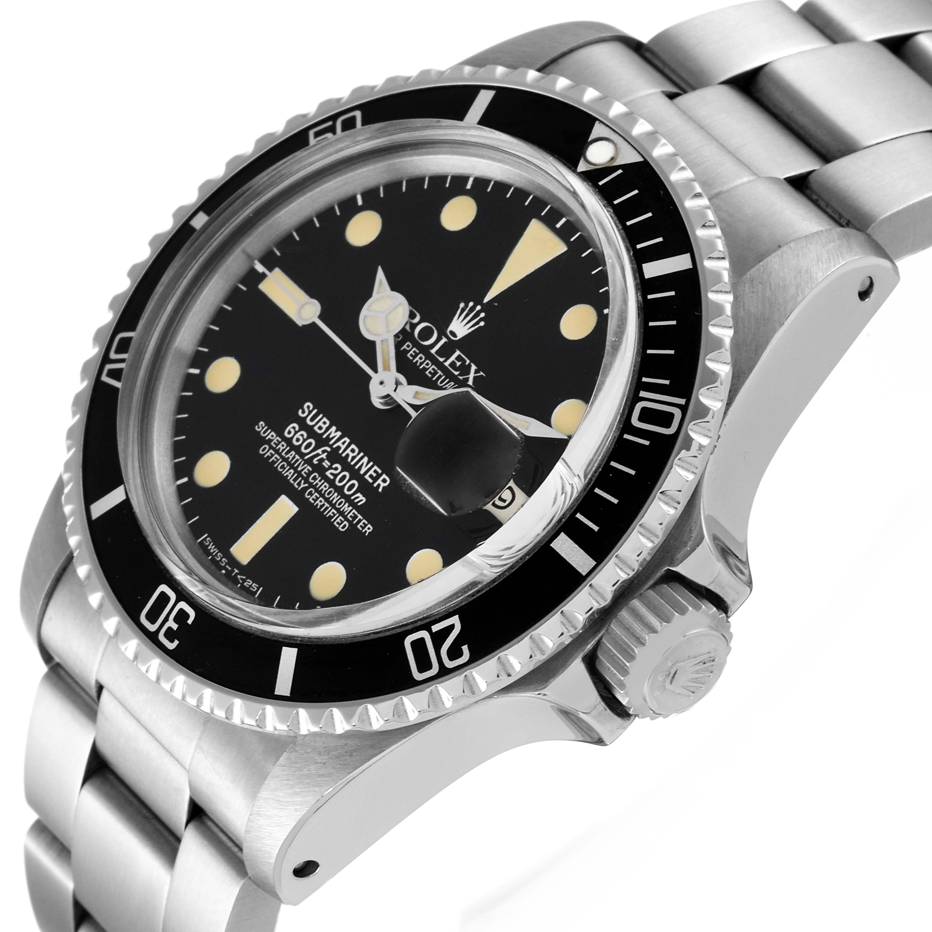 The Vintage Collection Rolex Submariner watch is shown at an angled close-up view, highlighting the dial, bezel, and bracelet.