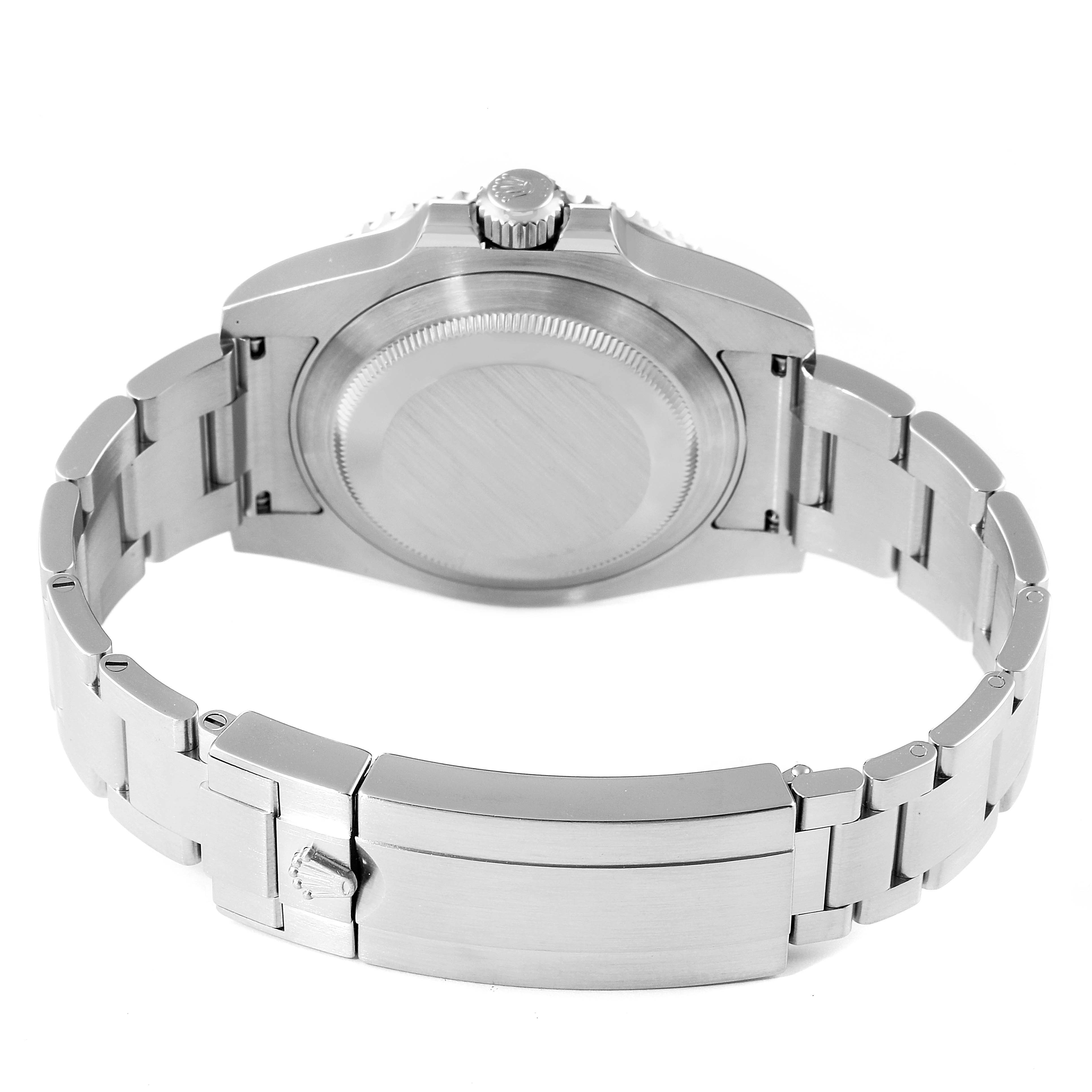 The image shows the back case and bracelet of a Rolex Submariner 116610LV Men
s Stainless Steel Green Dial 116610LV Men
s Stainless Steel Green Dial watch from a rear angle.