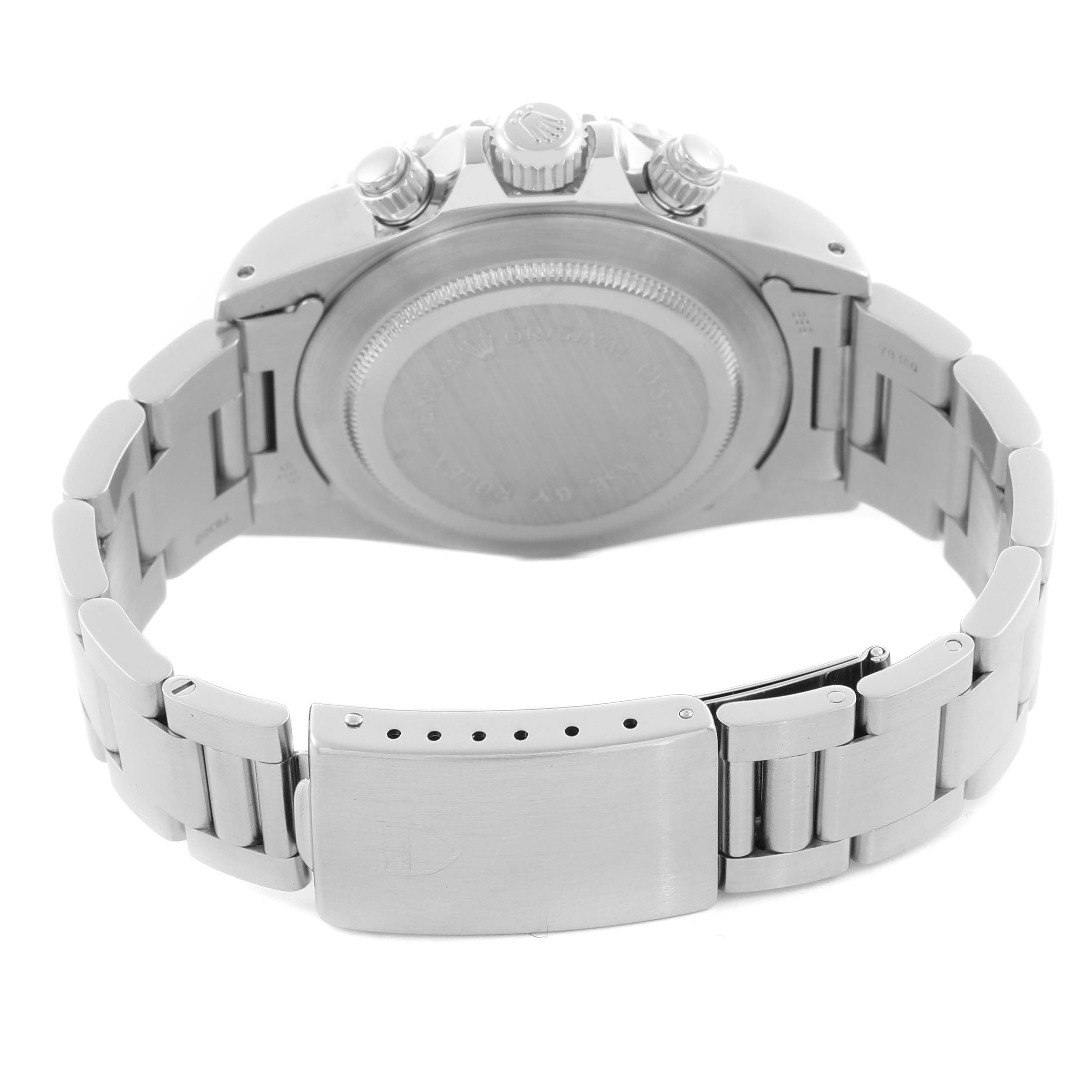 The Tudor Big Block 79170 Men's Stainless Steel Black Dial 79170 Men's Stainless Steel Black Dial is shown from the back, displaying the case back, bracelet, and clasp.