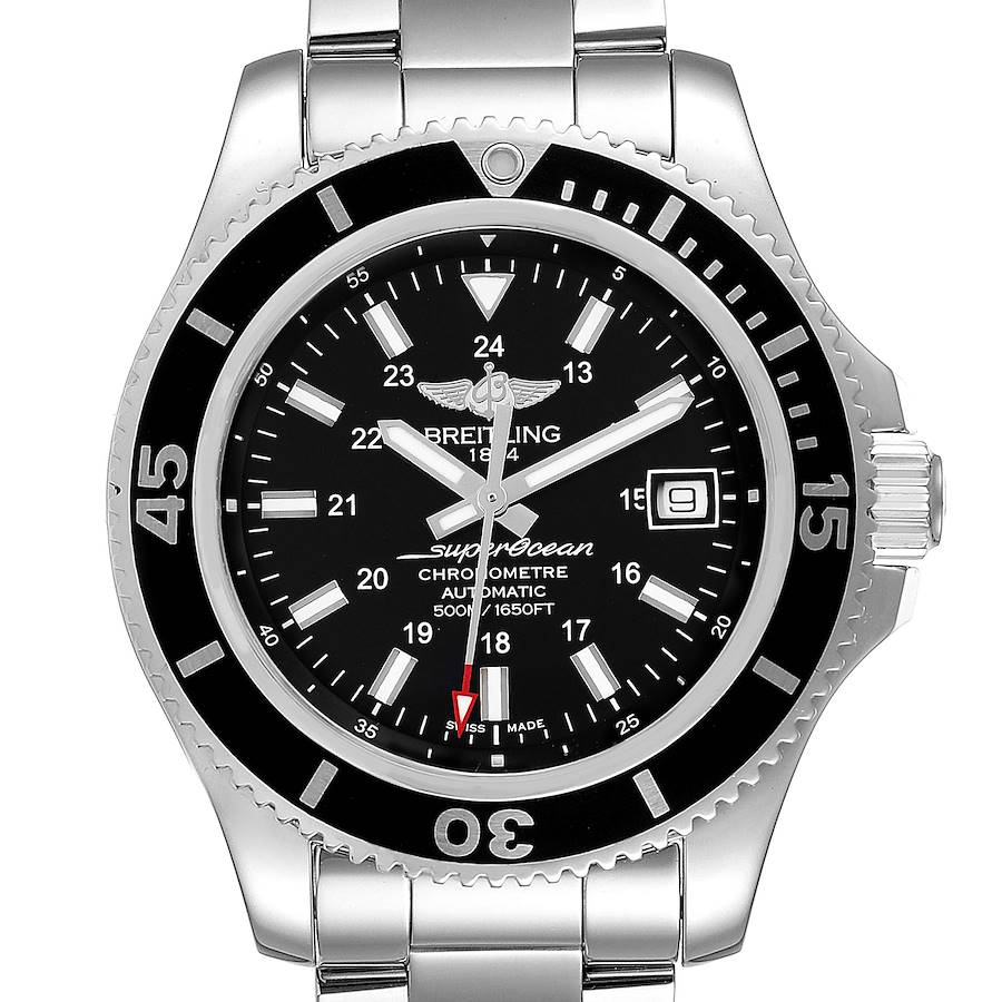 Breitling Superocean II Black Dial Steel Mens Watch A17365 Box SwissWatchExpo