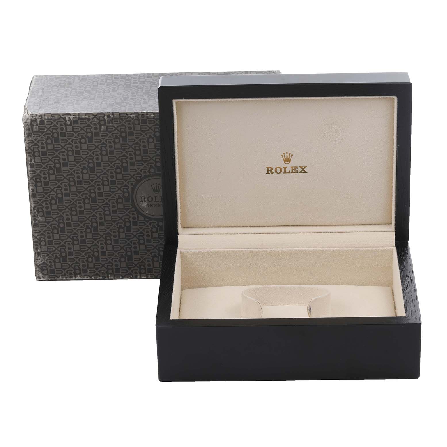 The image shows a Rolex Cellini 6693 Women's White Gold Pink Dial 6693 Women's White Gold Pink Dial watch box and outer packaging, viewed from a slightly elevated angle.