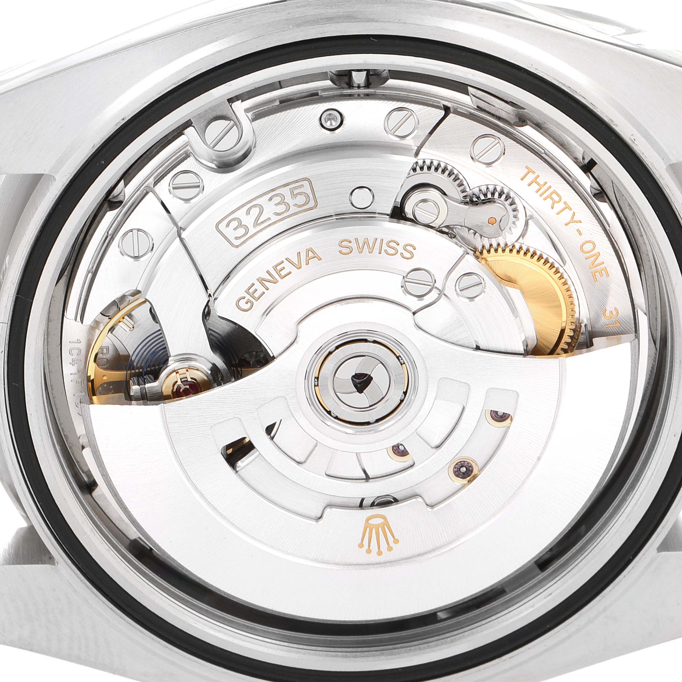 This image shows the back view of the Rolex Datejust 41 126334 Men's Stainless Steel Grey Dial 126334 Men's Stainless Steel Grey Dial, focusing on its intricate mechanical movement.