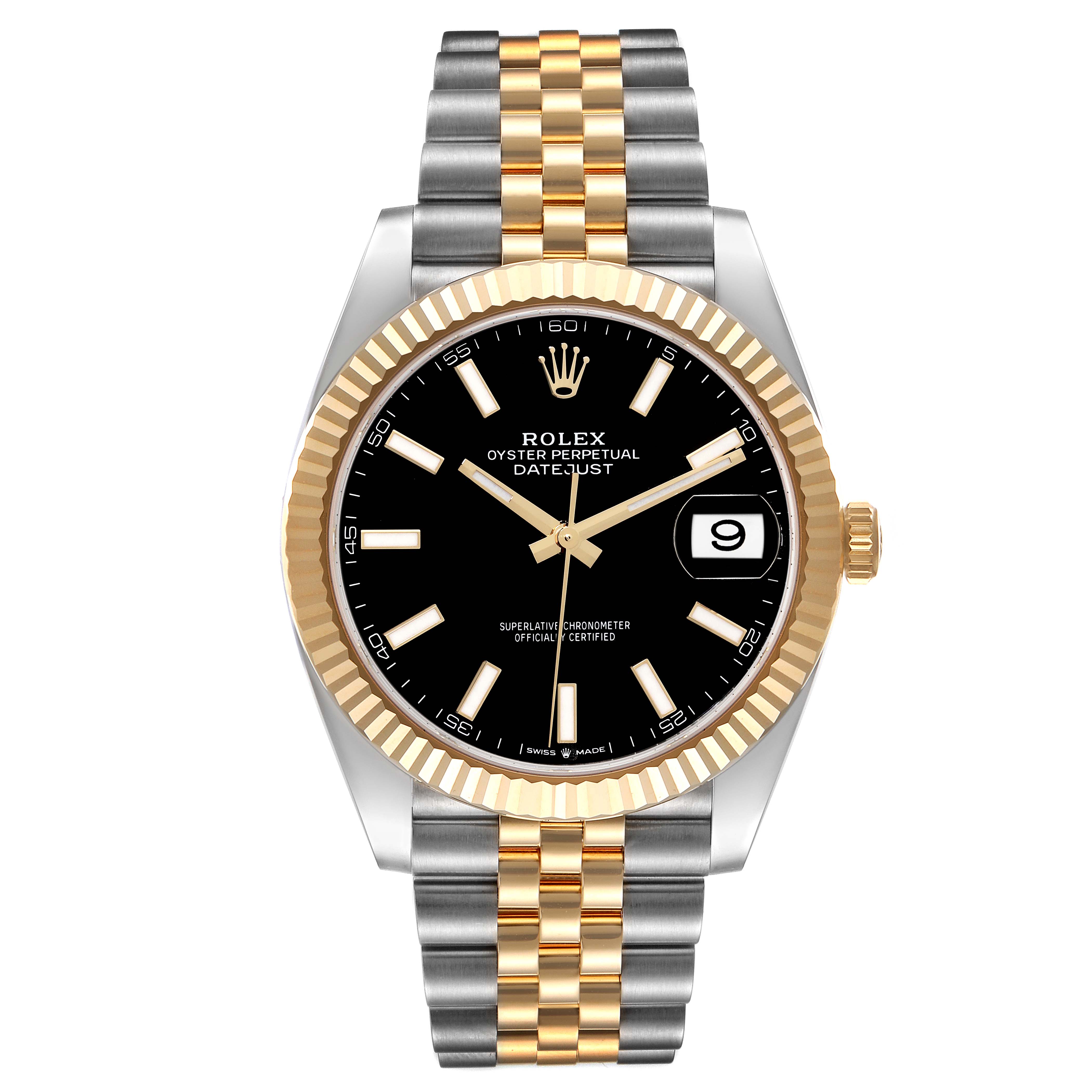 Rolex Datejust 41 Steel Yellow Gold Black Dial Mens Watch 126333 Box ...
