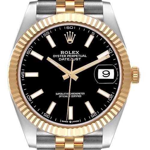Photo of Rolex Datejust 41 Steel Yellow Gold Black Dial Mens Watch 126333 Box Card