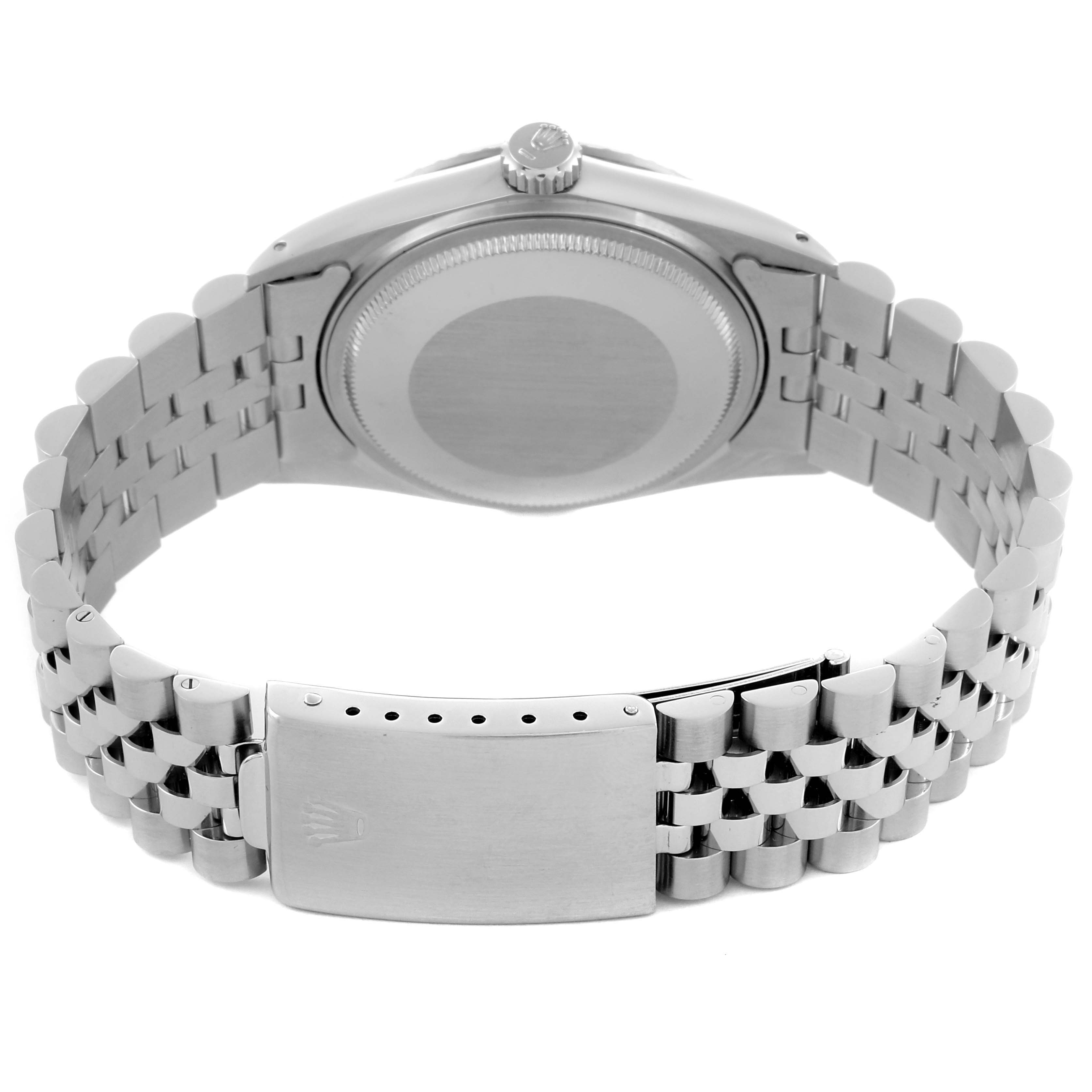 The image shows the back and bracelet clasp of the Rolex Vintage Collection 16030 Men's Stainless Steel Silver Dial 16030 Men's Stainless Steel Silver Dial watch.