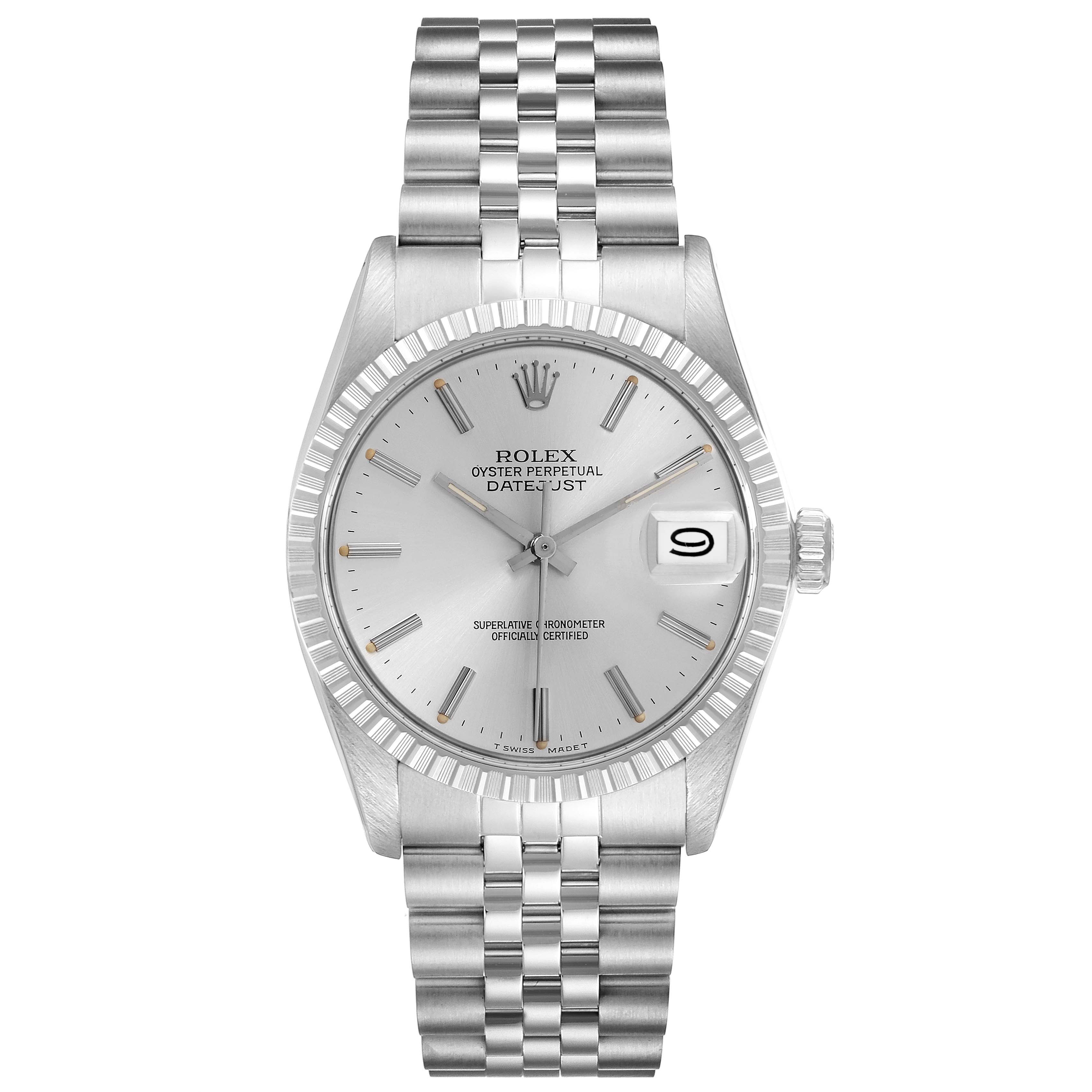 The Rolex Vintage Collection 16030 Men's Stainless Steel Silver Dial 16030 Men's Stainless Steel Silver Dial model is shown from the front, displaying its dial, hands, date, and bracelet.