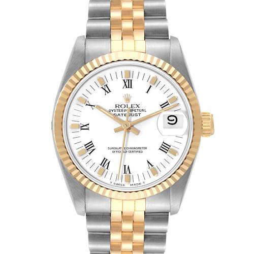 Photo of Rolex Datejust Midsize 31mm Steel Yellow Gold White Dial Ladies Watch 68273