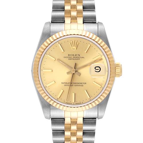 Photo of Rolex Datejust Midsize Champagne Dial Steel Yellow Gold Ladies Watch 68273