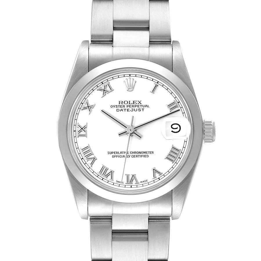 Rolex Datejust Midsize White Dial Steel Ladies Watch 68240 Box Papers SwissWatchExpo