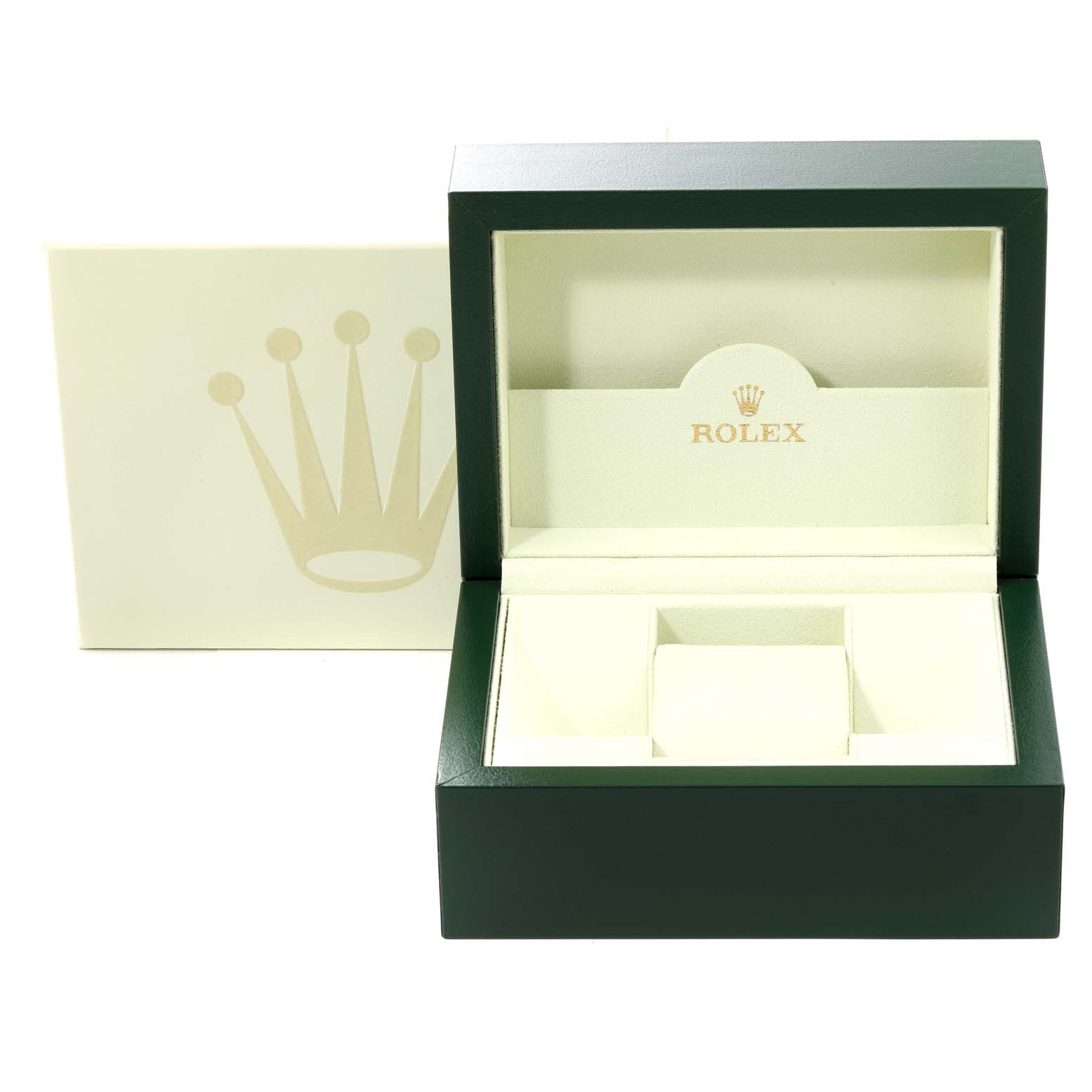 The image shows an open Rolex Datejust 179173G Women's Steel and Gold (two tone) Champagne Dial 179173G Women's Steel and Gold (two tone) Champagne Dial watch box with the Rolex logo visible inside the lid.