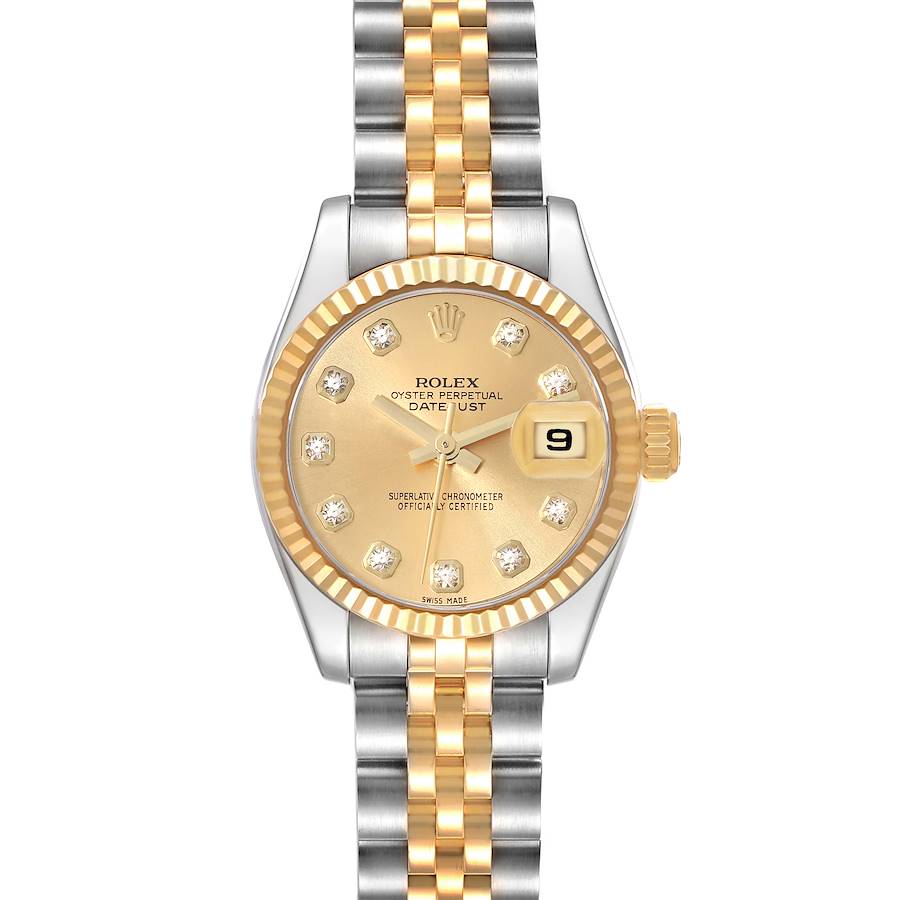 Rolex Datejust Steel Yellow Gold Diamond Dial Ladies Watch 179173 SwissWatchExpo