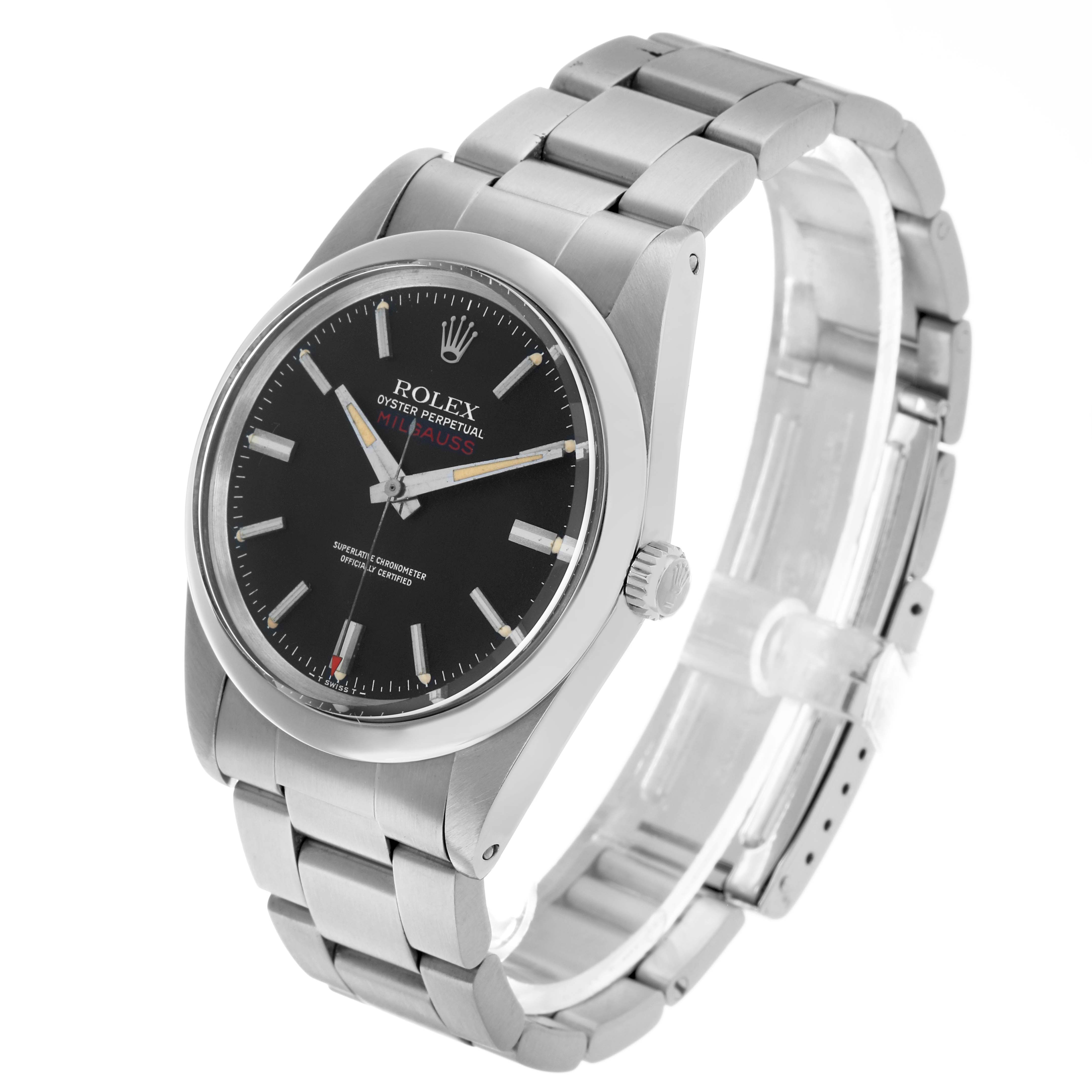 The Rolex Vintage Collection 1019 Men's Stainless Steel Black Dial watch is shown from a three-quarter angle, displaying the face, bezel, crown, and bracelet.