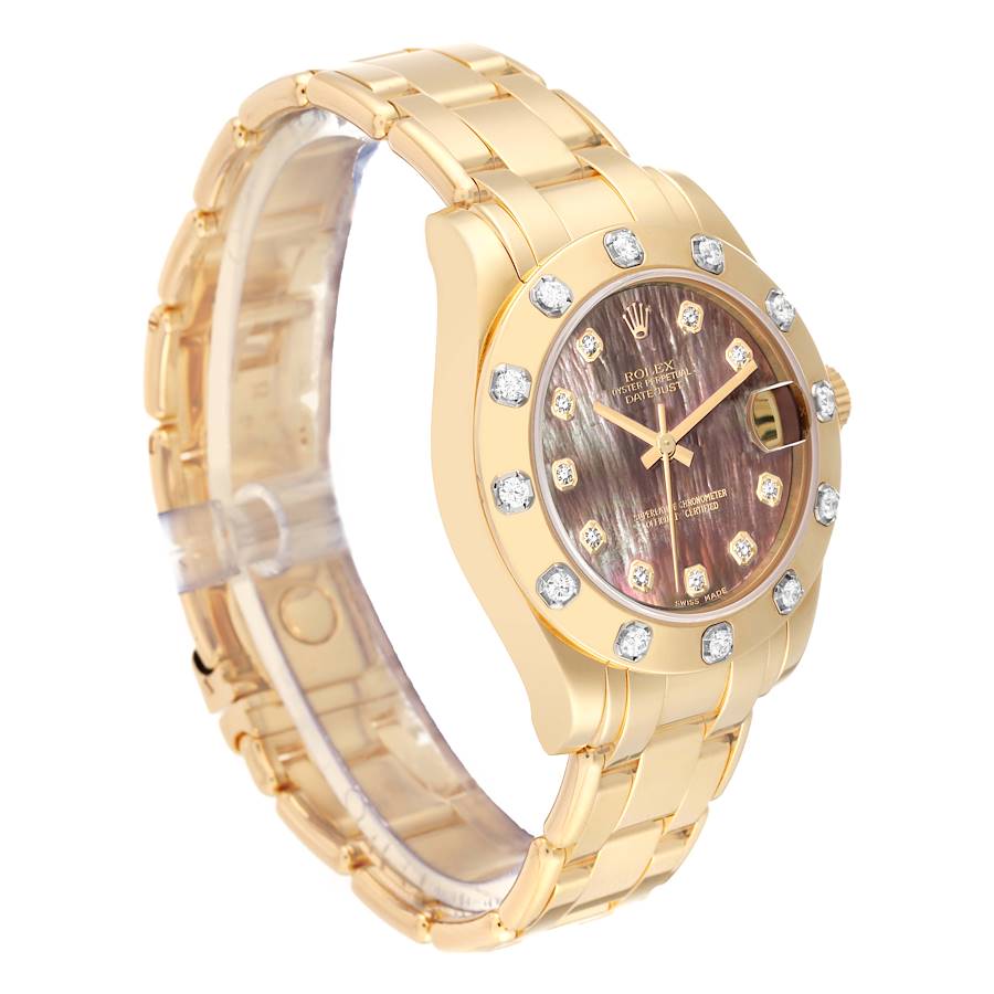 Rolex Pearlmaster Midsize Yellow Gold Mother of Pearl Diamond