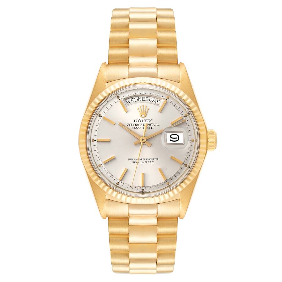 Rolex President Day Date Silver Dial Yellow Gold Vintage Mens