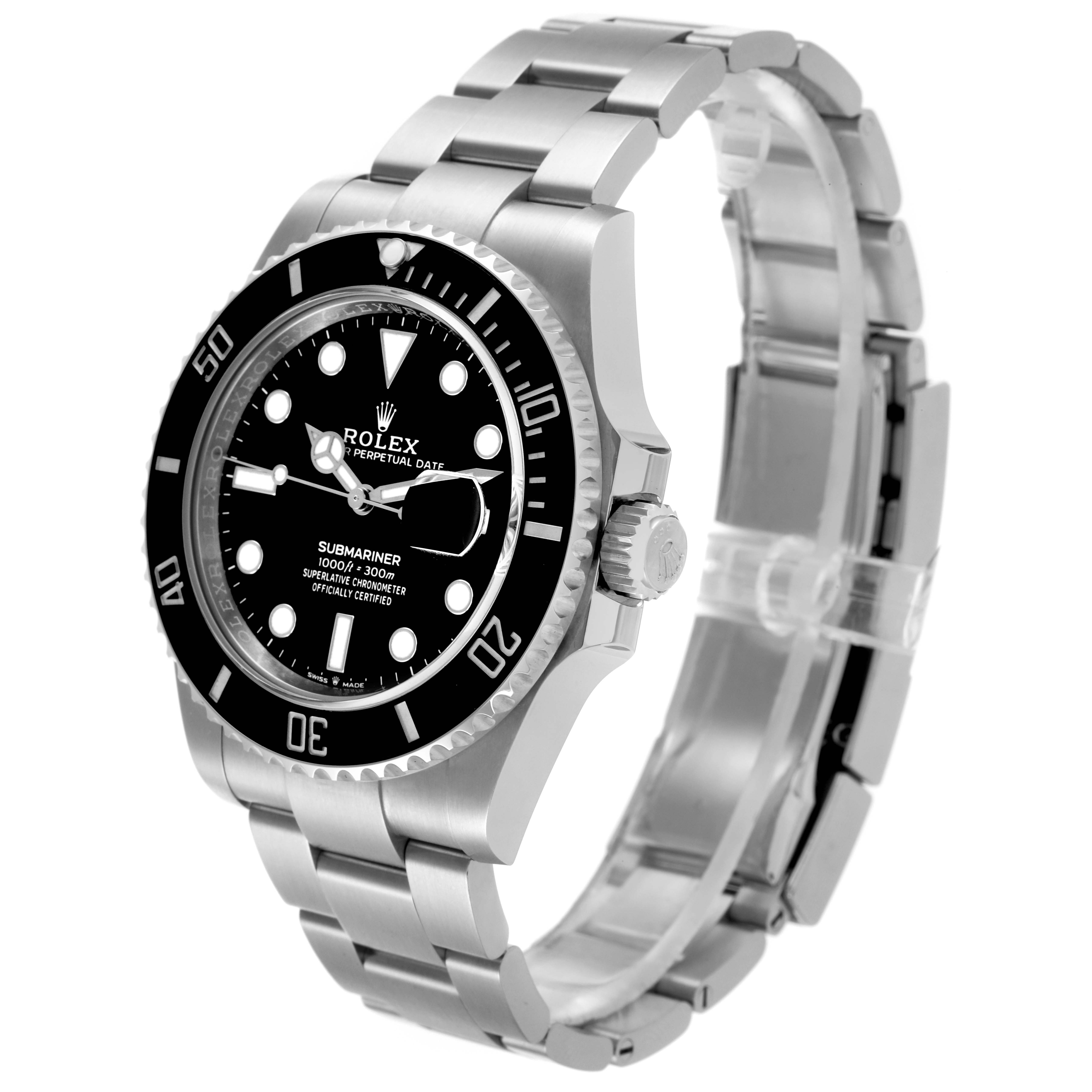 The Rolex Submariner 126610LN Men
s Stainless Steel Black Dial 126610LN Men
s Stainless Steel Black Dial watch is shown at a slight angle, highlighting the dial, bezel, crown, and bracelet.