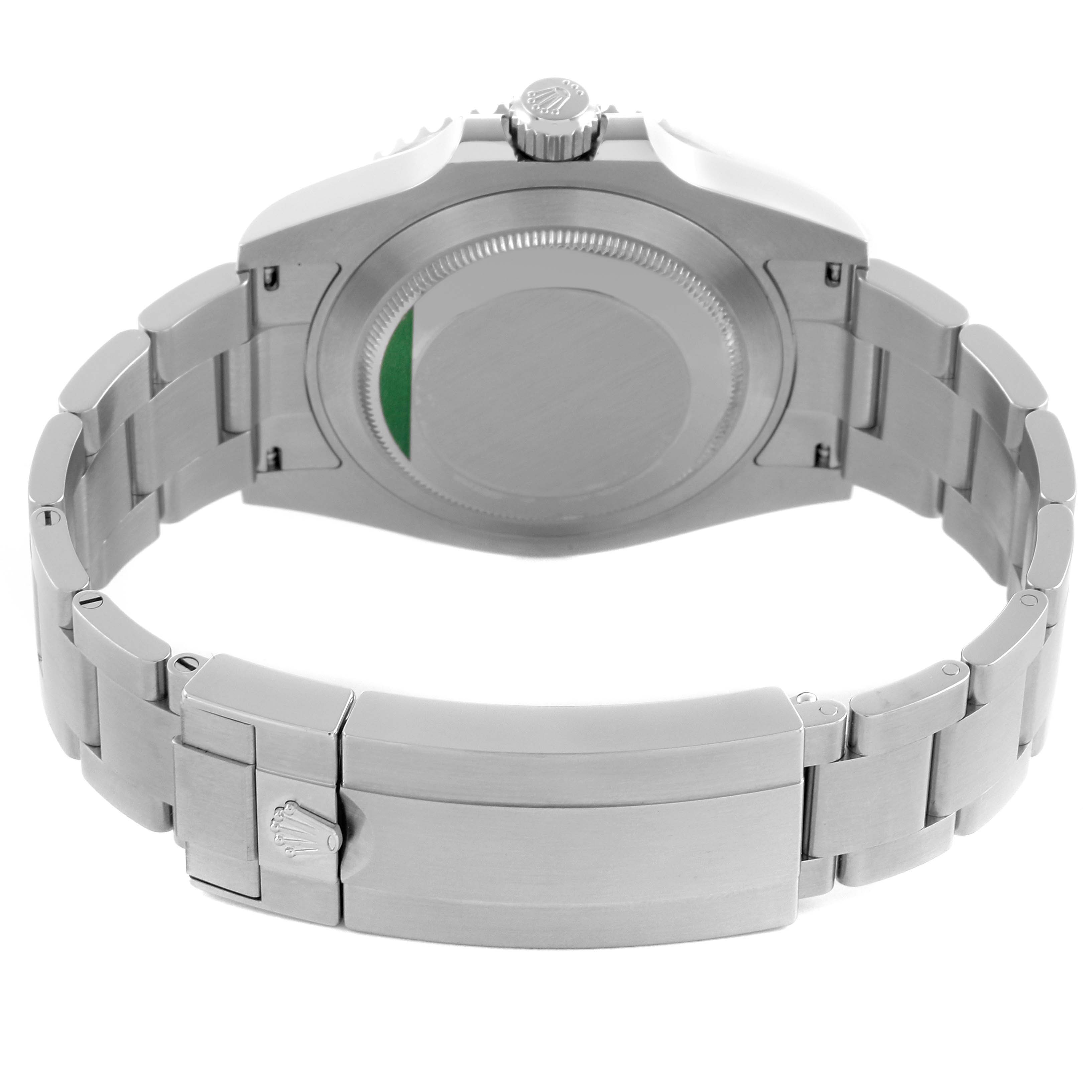 The image shows the back and clasp of a Rolex Submariner 126610LN Men
s Stainless Steel Black Dial 126610LN Men
s Stainless Steel Black Dial, highlighting its bracelet and case back.