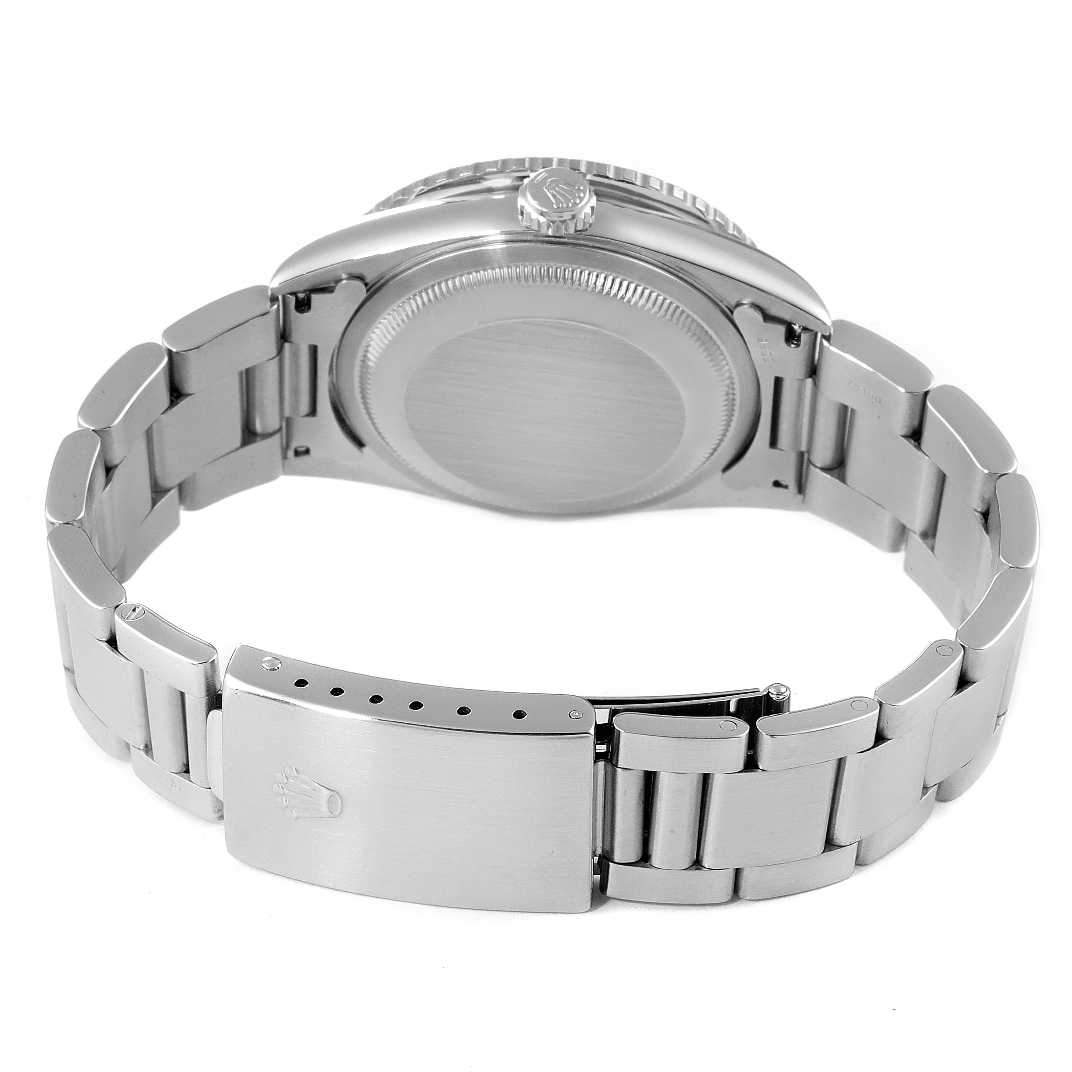 This image shows the back and bracelet of the Rolex Turn-o-Graph 16264 Men's Stainless Steel Black Dial 16264 Men's Stainless Steel Black Dial watch, focusing on the clasp and case back.