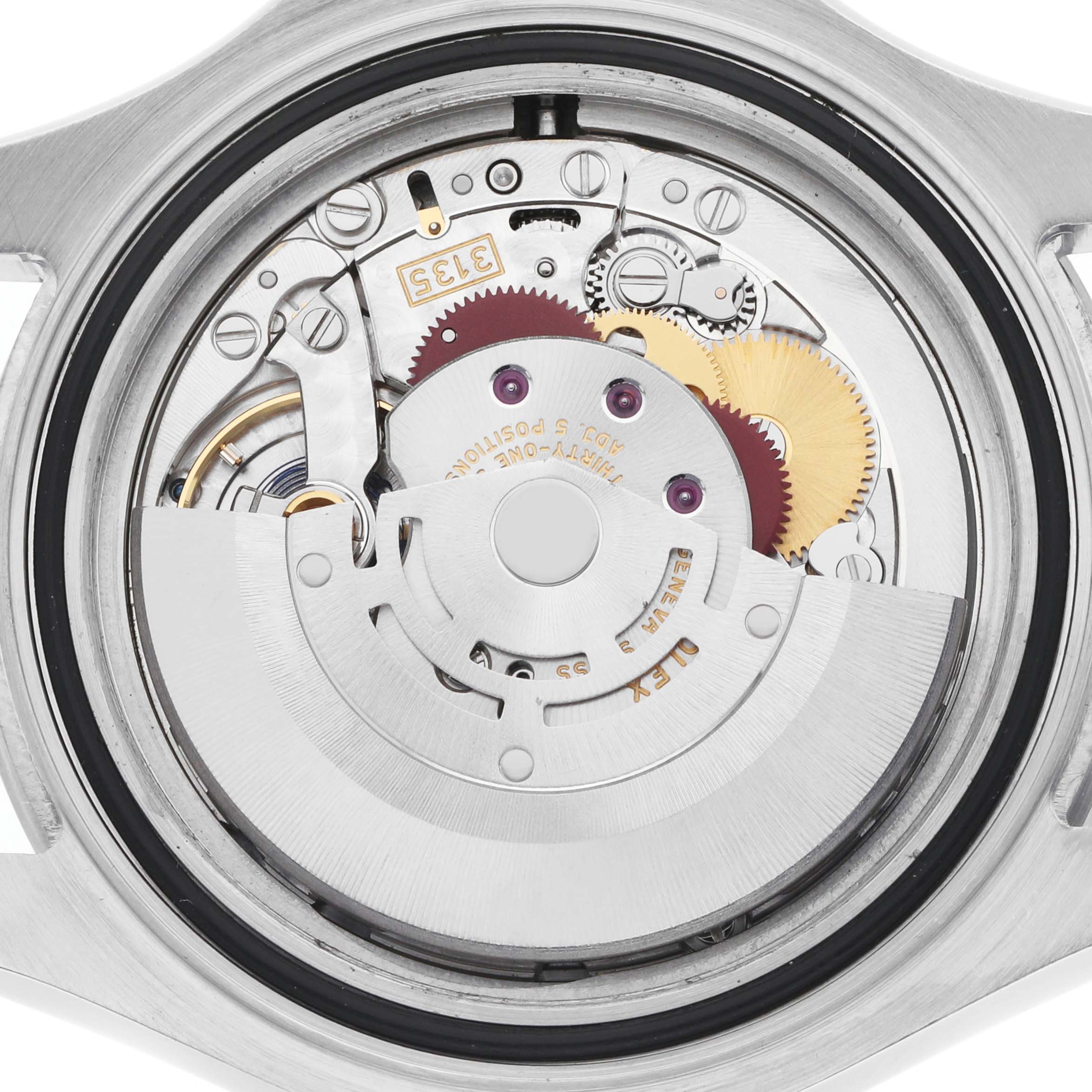 The image shows the back view of a Rolex Yacht-Master 116622 Men's Stainless Steel Blue Dial, highlighting its intricate movement and internal components.