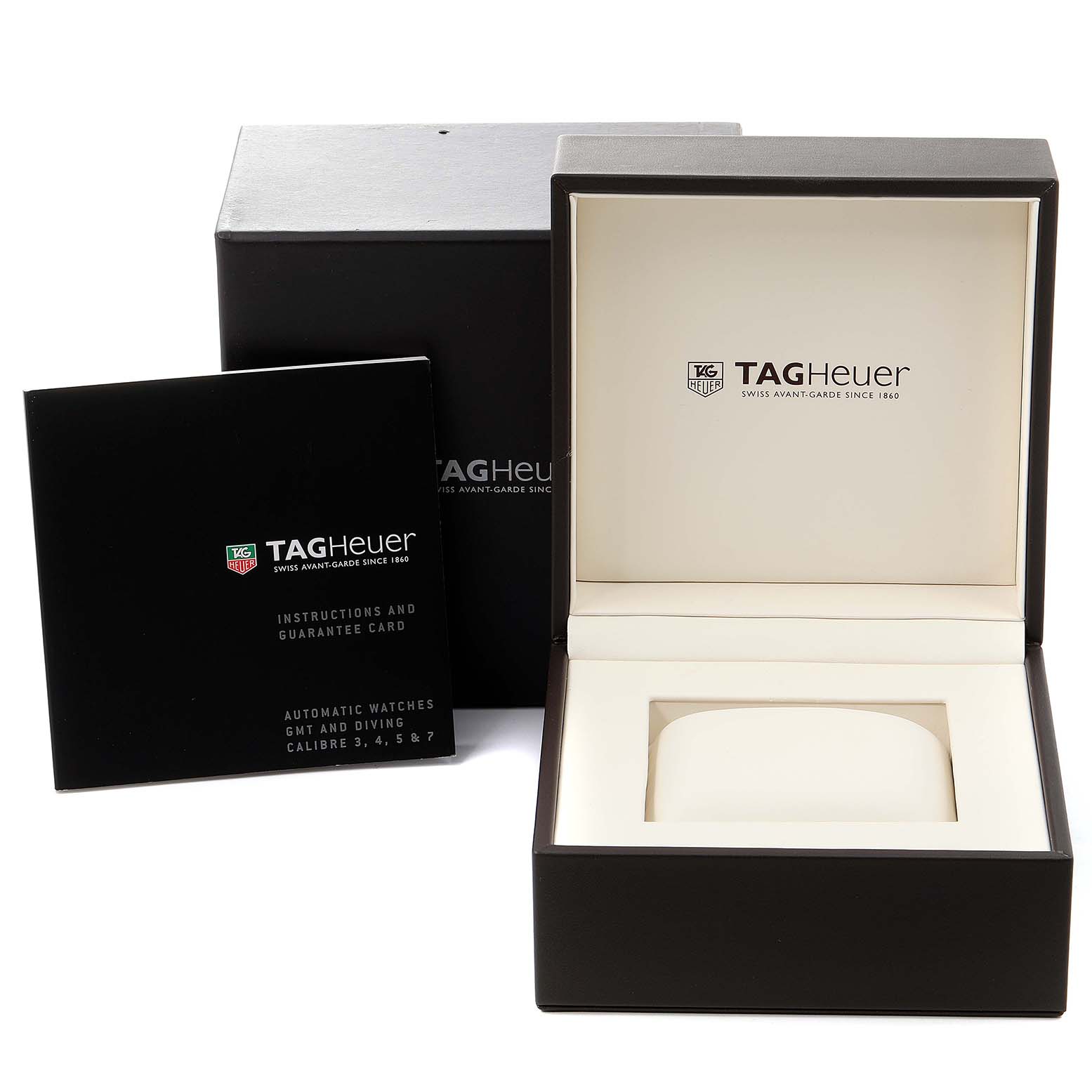 The image shows the packaging, instruction manual, and guarantee card for the Tag Heuer Aquaracer WAJ2111.BA0870 Men
s Stainless Steel Grey Dial WAJ2111.BA0870 Men
s Stainless Steel Grey Dial watch.