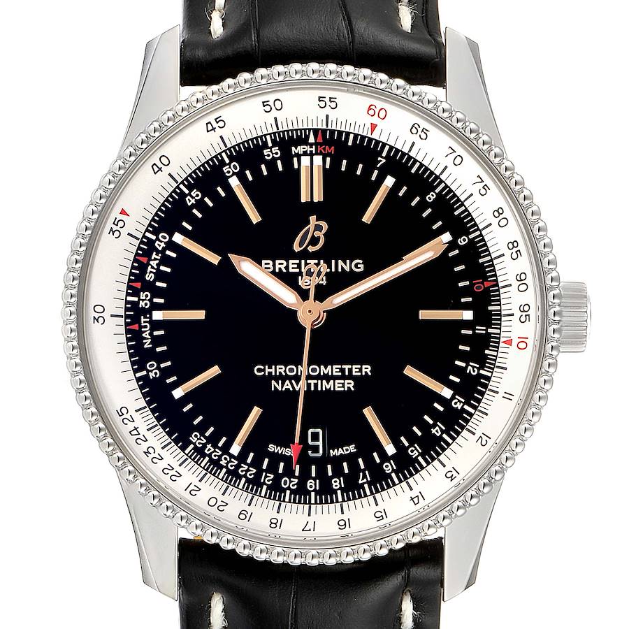 Breitling Navitimer 1 Black Dial 41mm Steel Mens Watch A17326 Box Papers SwissWatchExpo