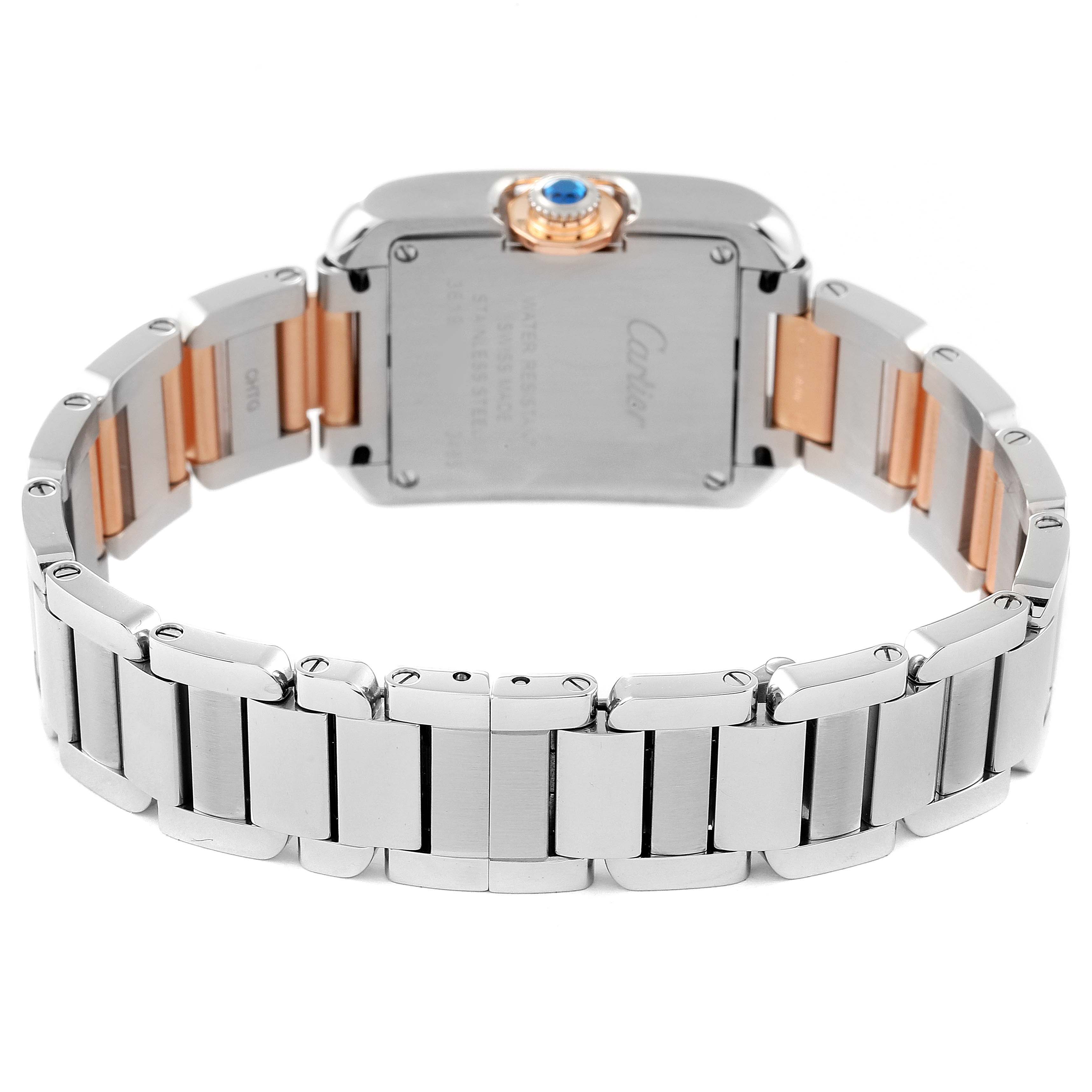 This image shows the back view and bracelet of the Cartier Tank Anglaise W5310036 Women's Steel and Gold (two tone) Silver Dial W5310036 Women's Steel and Gold (two tone) Silver Dial watch.