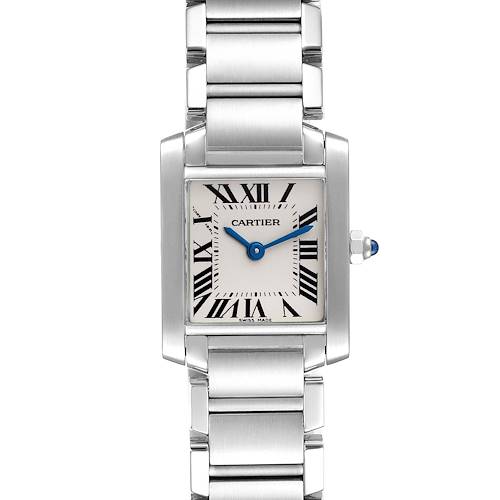 Photo of Cartier Tank Francaise Silver Dial Blue Hands Ladies Watch W51008Q3 Box Papers