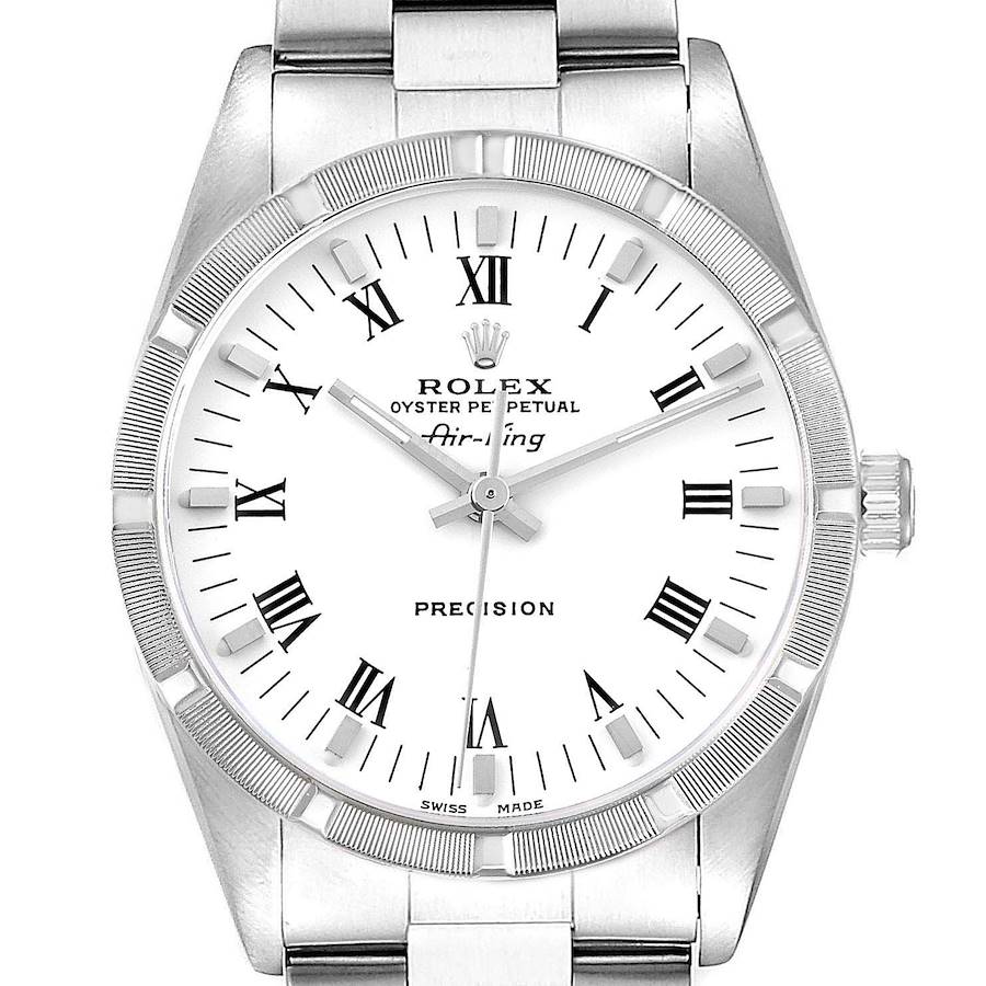 Rolex Air King 34mm White Roman Dial Steel Mens Watch 14010 Box Papers SwissWatchExpo