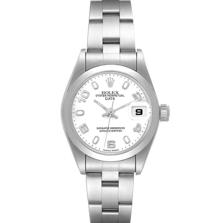 Rolex Date 26 White Dial Smooth Bezel Steel Ladies Watch 79160 SwissWatchExpo