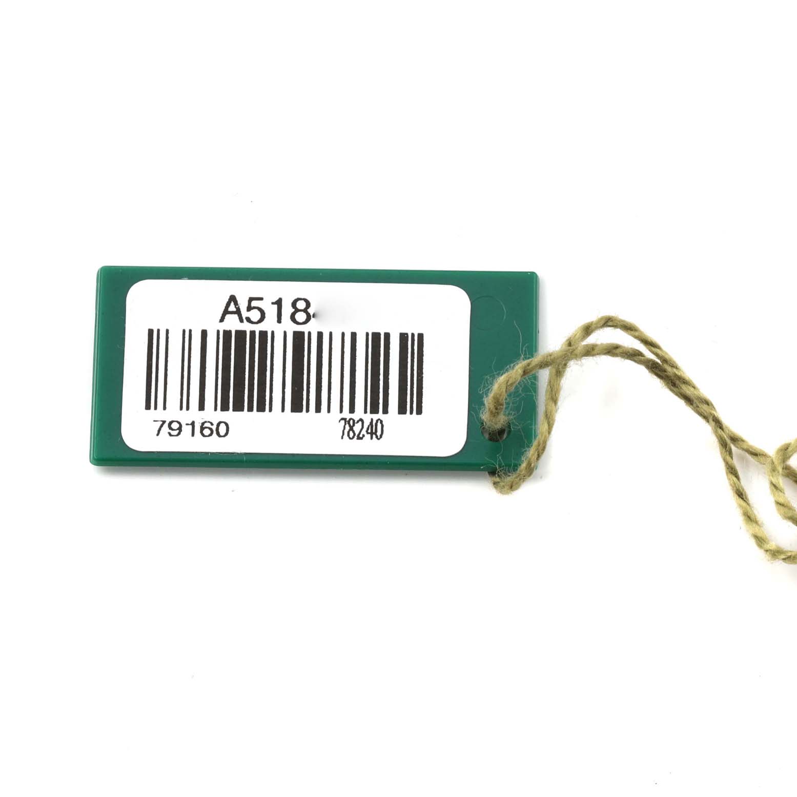 This image shows a green tag with a barcode, string, and model numbers for a Rolex Date 79160 Women
s Stainless Steel White Dial 79160 Women
s Stainless Steel White Dial watch.
